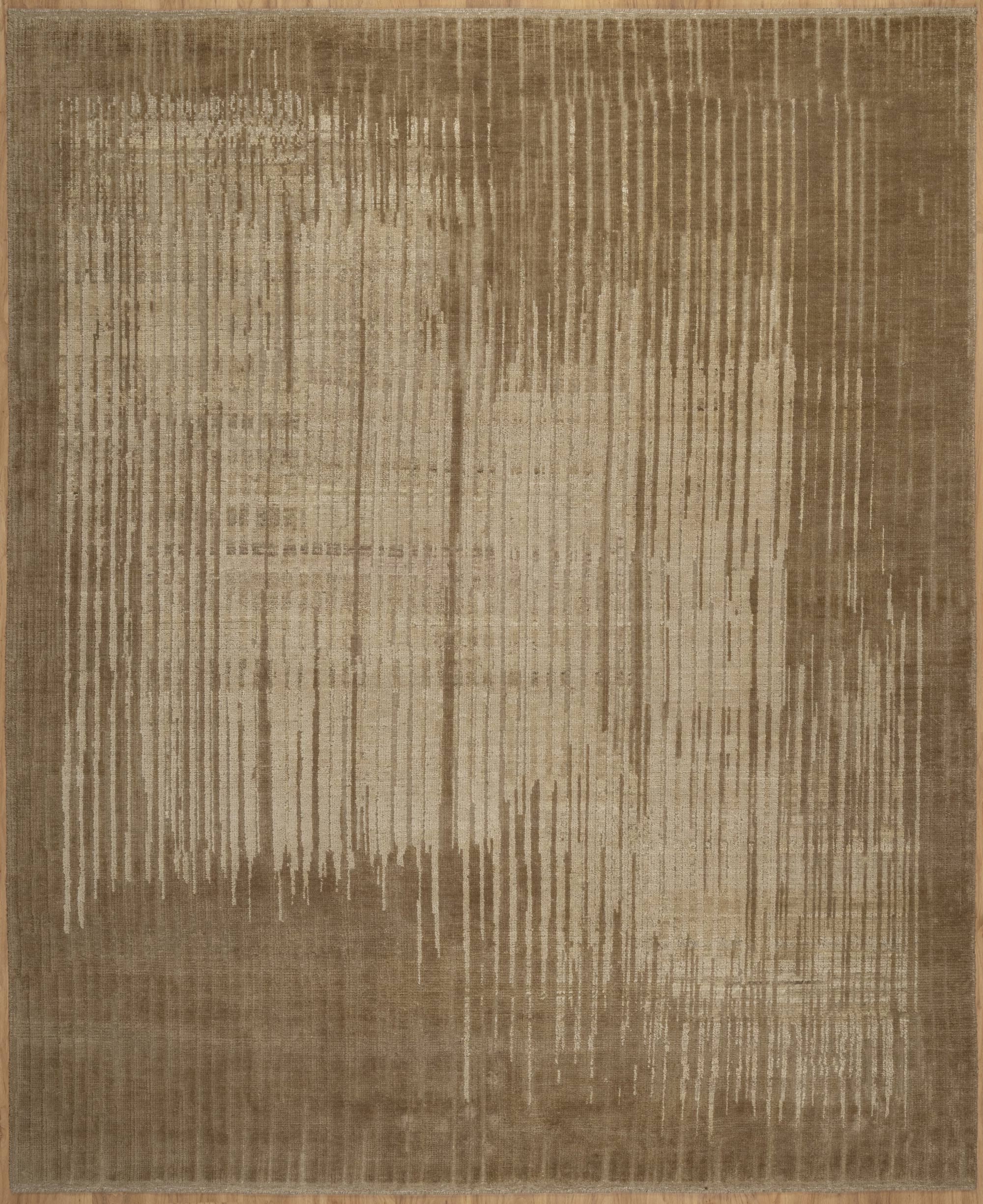 Still Water Beacon Wheat Wool Rug, Hand-Knotted Striated Sheen, Warm Gold Camel Area Rug 8x10 | Custom Size
