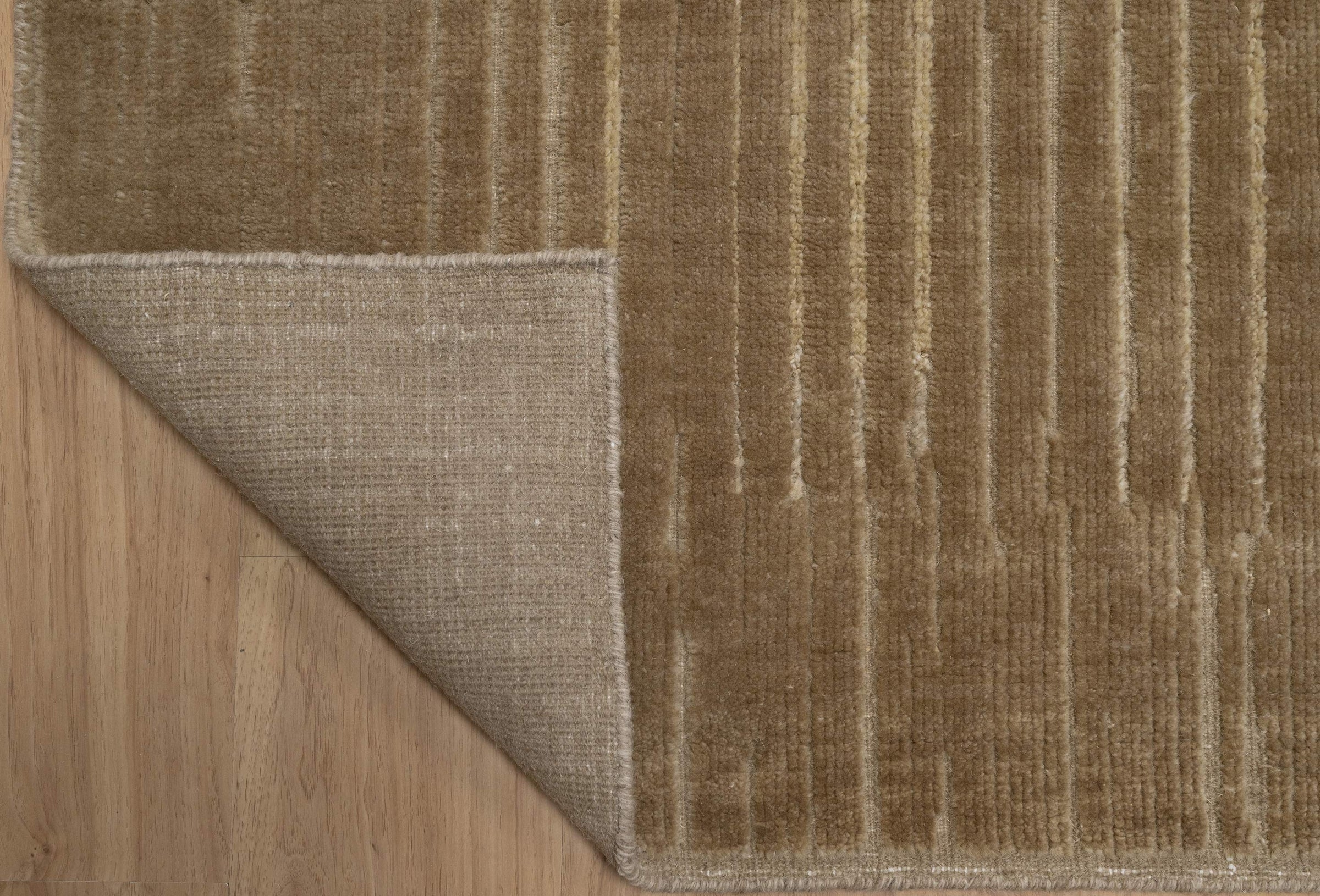 Still Water Beacon Wheat Wool Rug, Hand-Knotted Striated Sheen, Warm Gold Camel Area Rug 8x10 | Custom Size