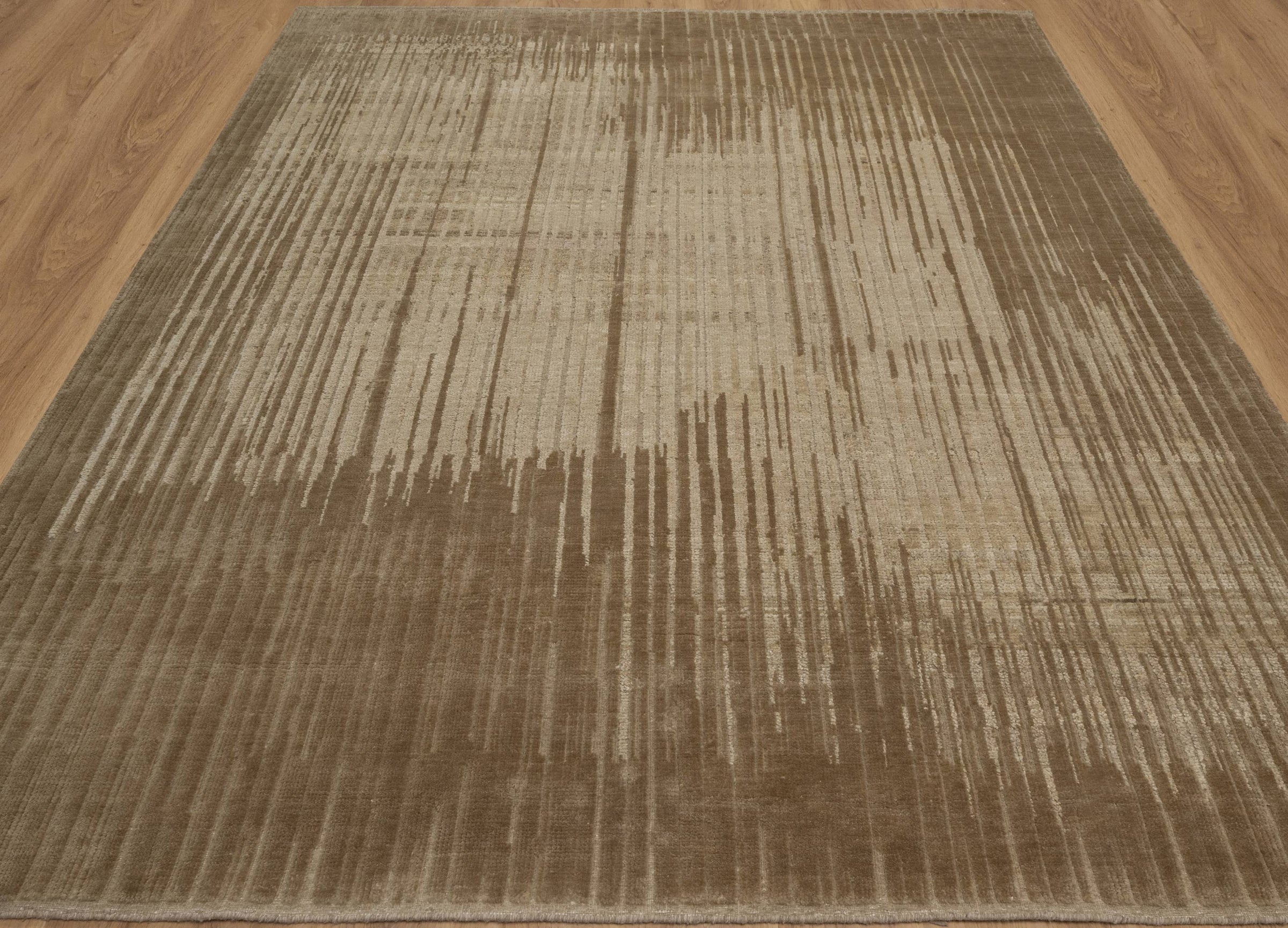 Still Water Beacon Wheat Wool Rug, Hand-Knotted Striated Sheen, Warm Gold Camel Area Rug 8x10 | Custom Size