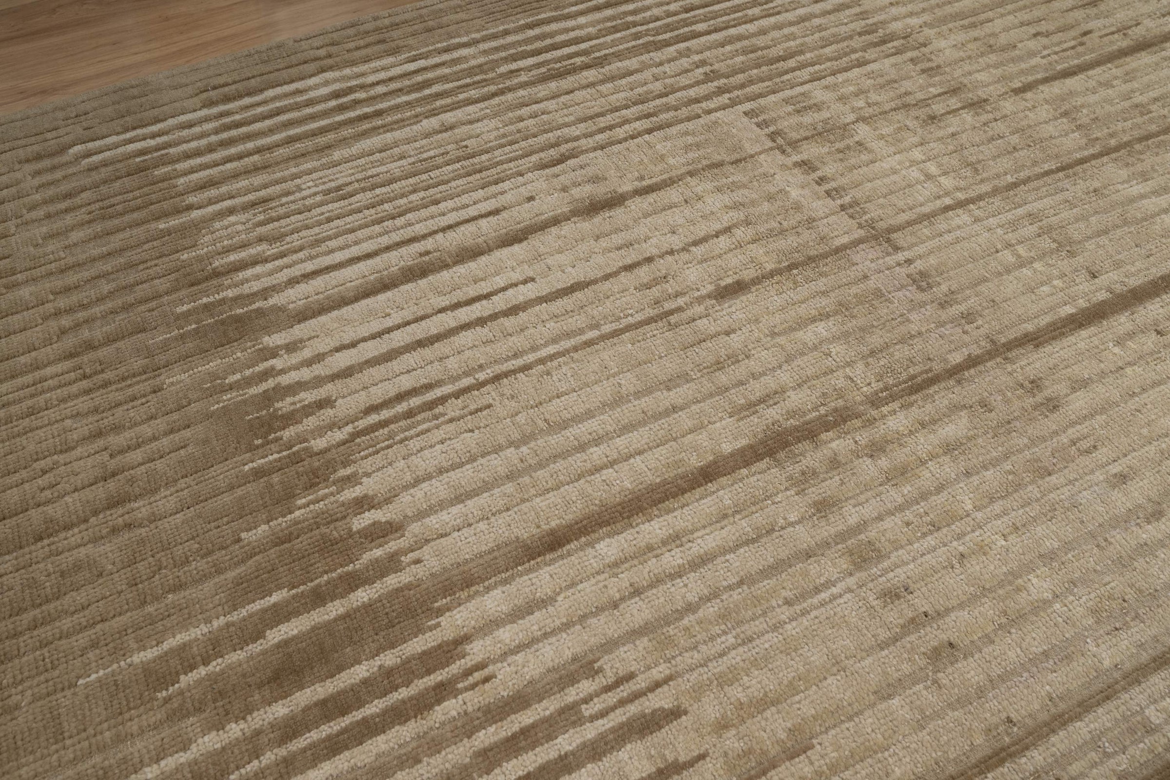 Still Water Beacon Wheat Wool Rug, Hand-Knotted Striated Sheen, Warm Gold Camel Area Rug 8x10 | Custom Size