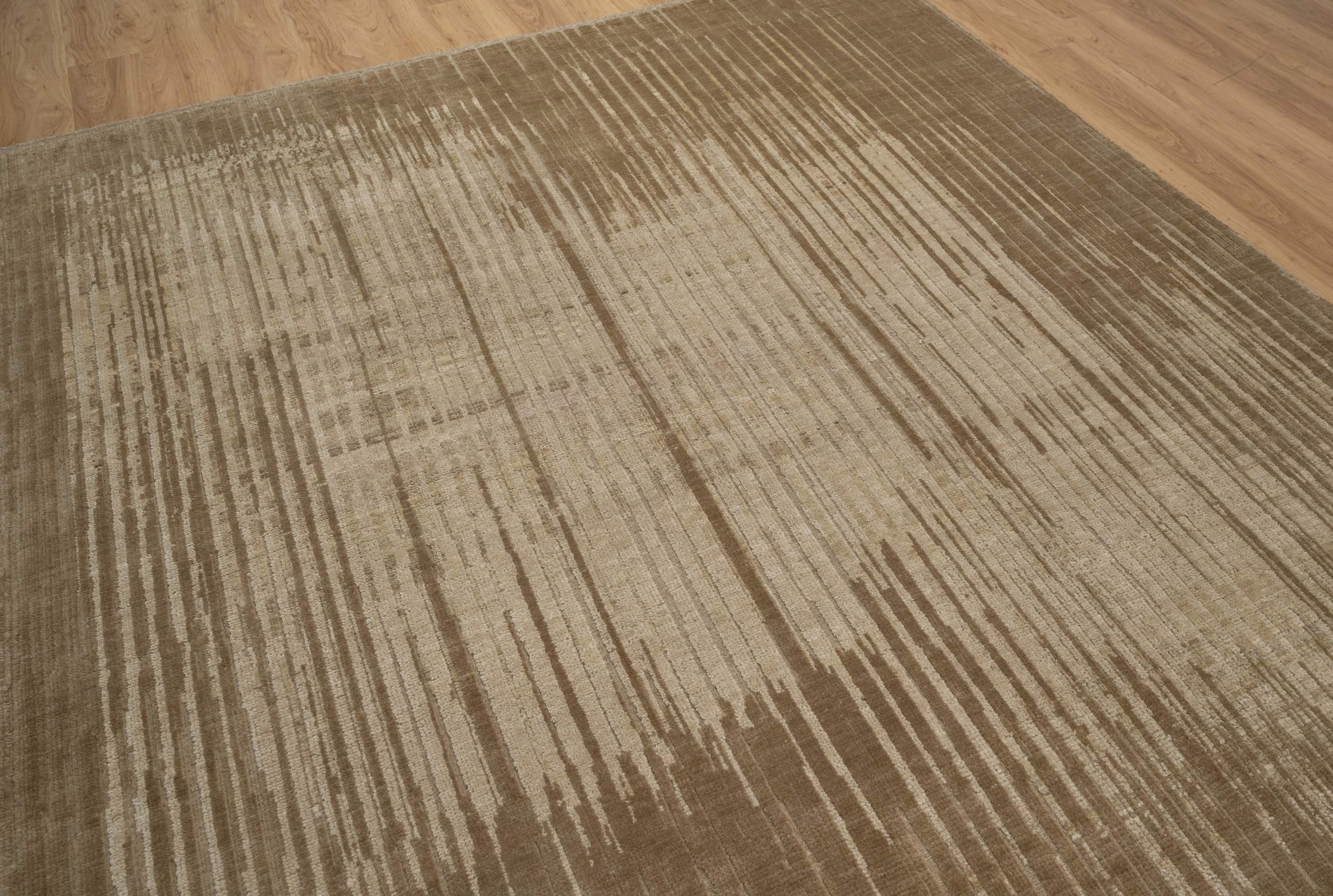 Still Water Beacon Wheat Wool Rug, Hand-Knotted Striated Sheen, Warm Gold Camel Area Rug 8x10 | Custom Size