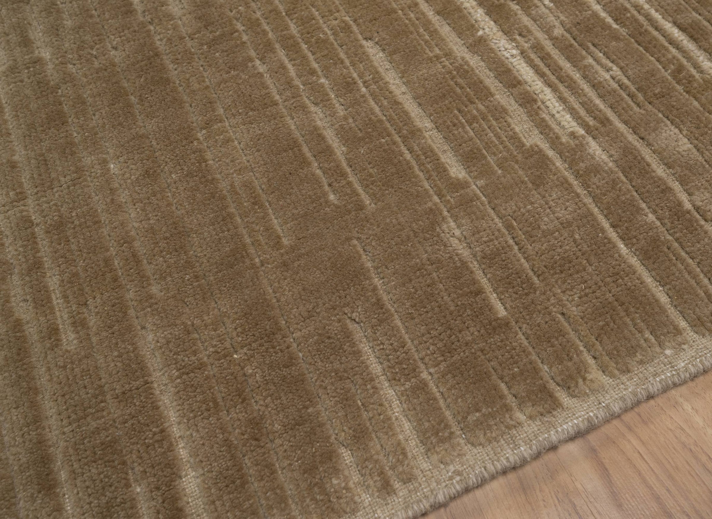 Still Water Beacon Wheat Wool Rug, Hand-Knotted Striated Sheen, Warm Gold Camel Area Rug 8x10 | Custom Size