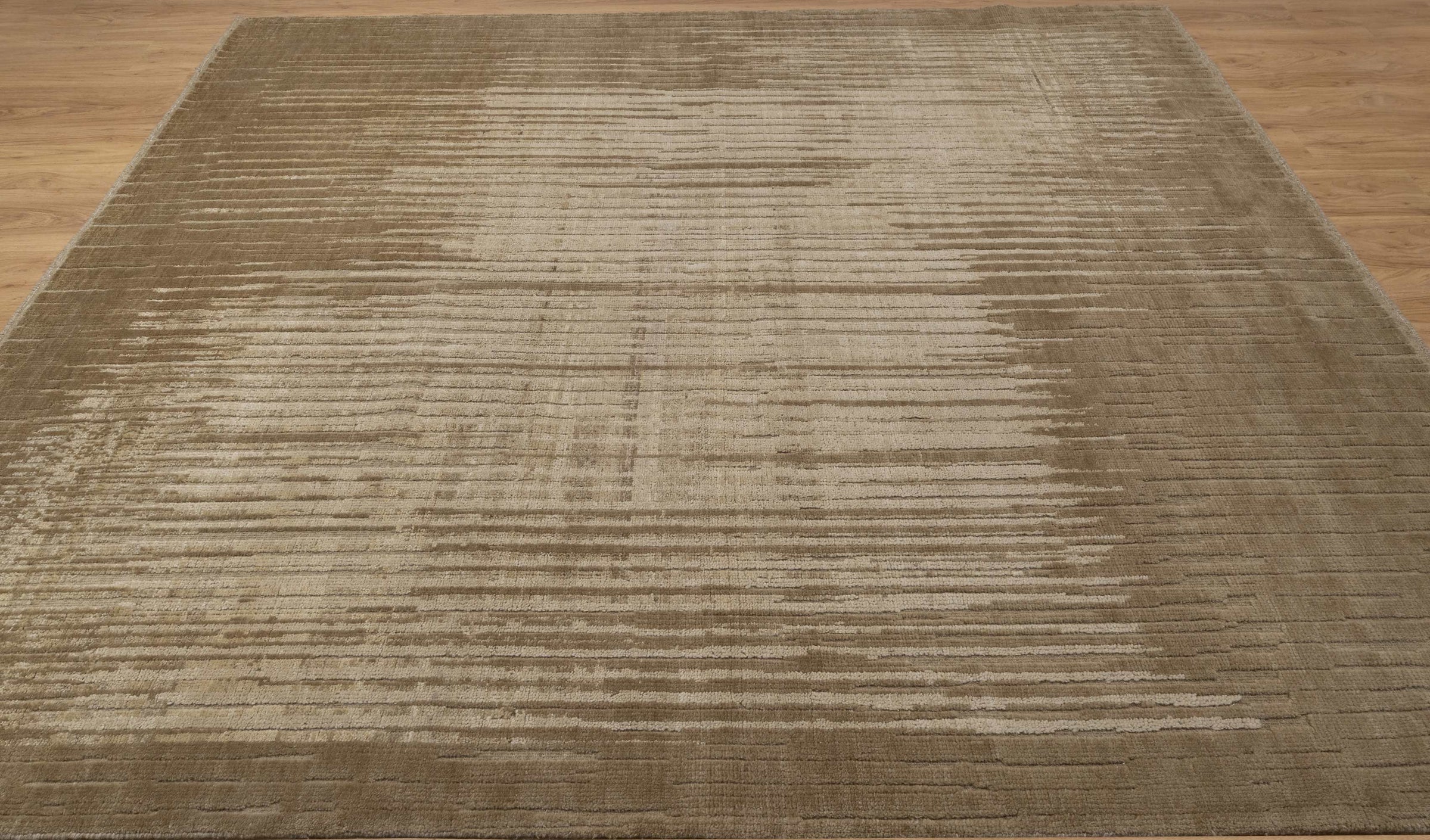 Still Water Beacon Wheat Wool Rug, Hand-Knotted Striated Sheen, Warm Gold Camel Area Rug 8x10 | Custom Size
