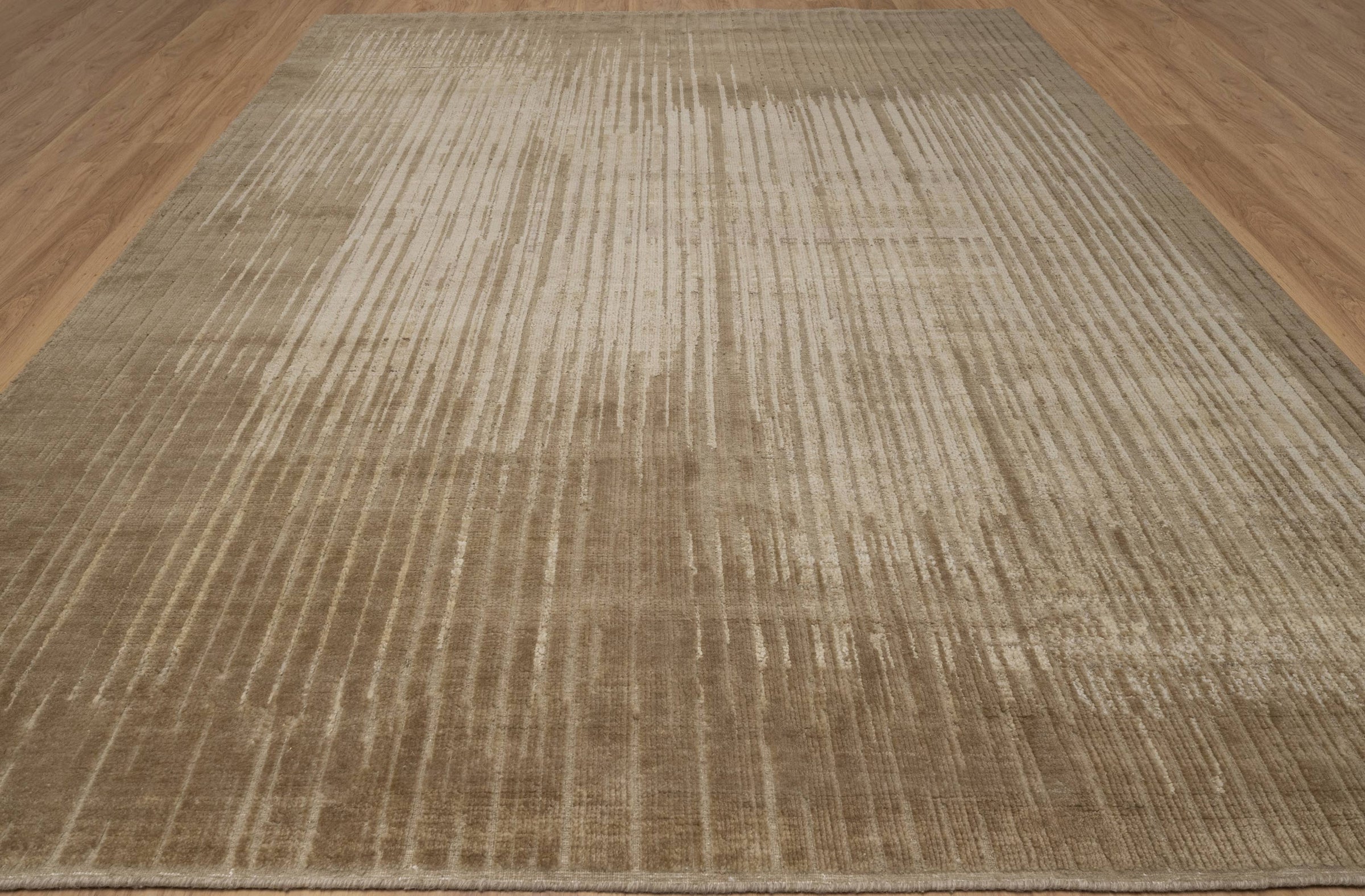 Still Water Beacon Wheat Wool Rug, Hand-Knotted Striated Sheen, Warm Gold Camel Area Rug 8x10 | Custom Size