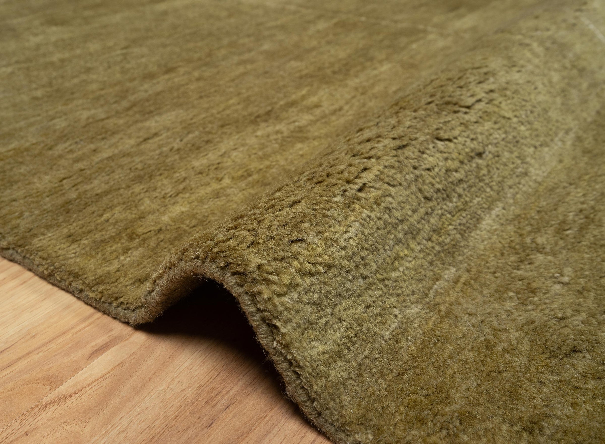 Open Field Meridian Moss Wool Rug, Hand-Knotted Minimal Marks, Olive Green Abstract Area Rug 8x10 | Custom Size