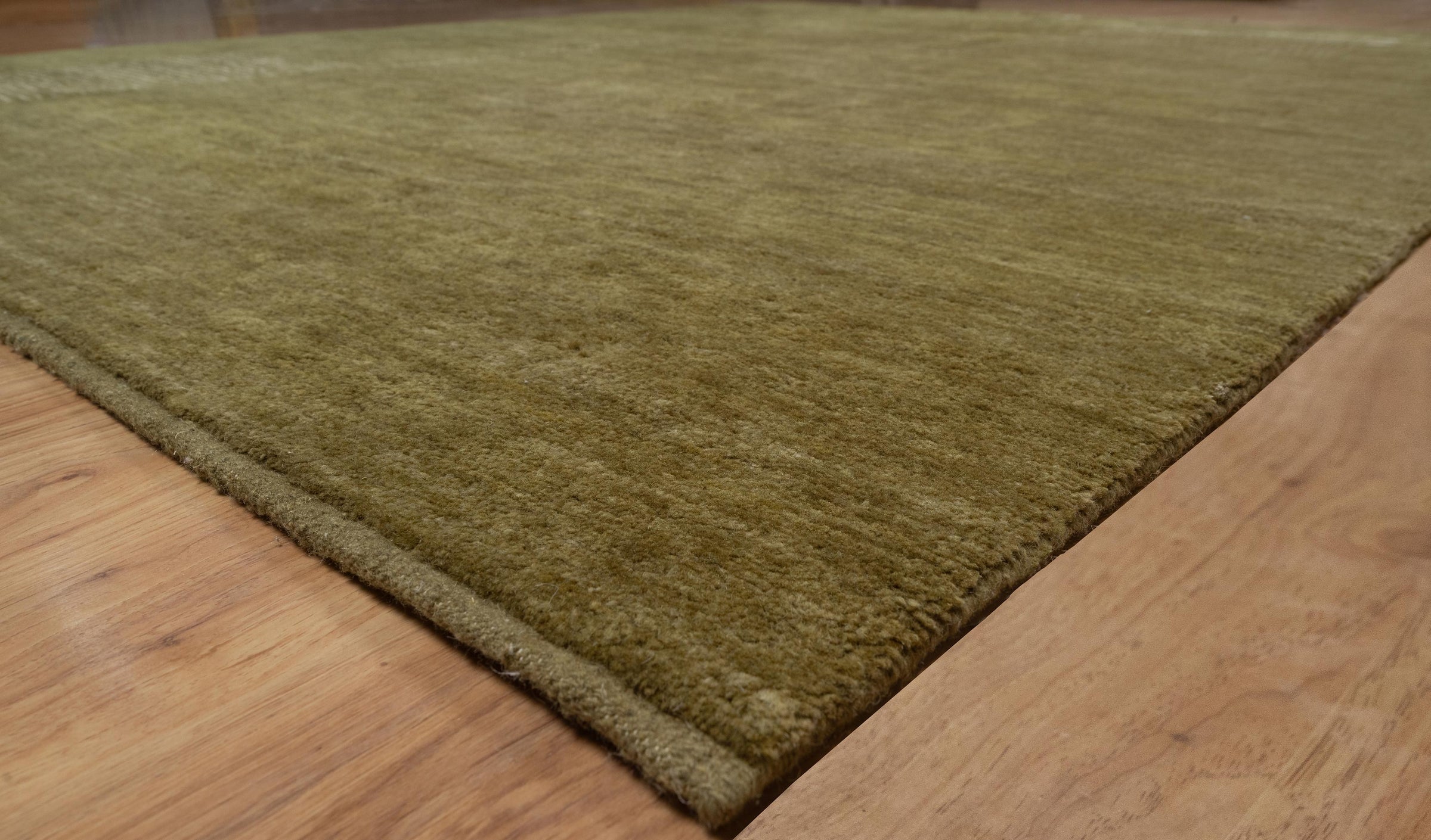 Open Field Meridian Moss Wool Rug, Hand-Knotted Minimal Marks, Olive Green Abstract Area Rug 8x10 | Custom Size