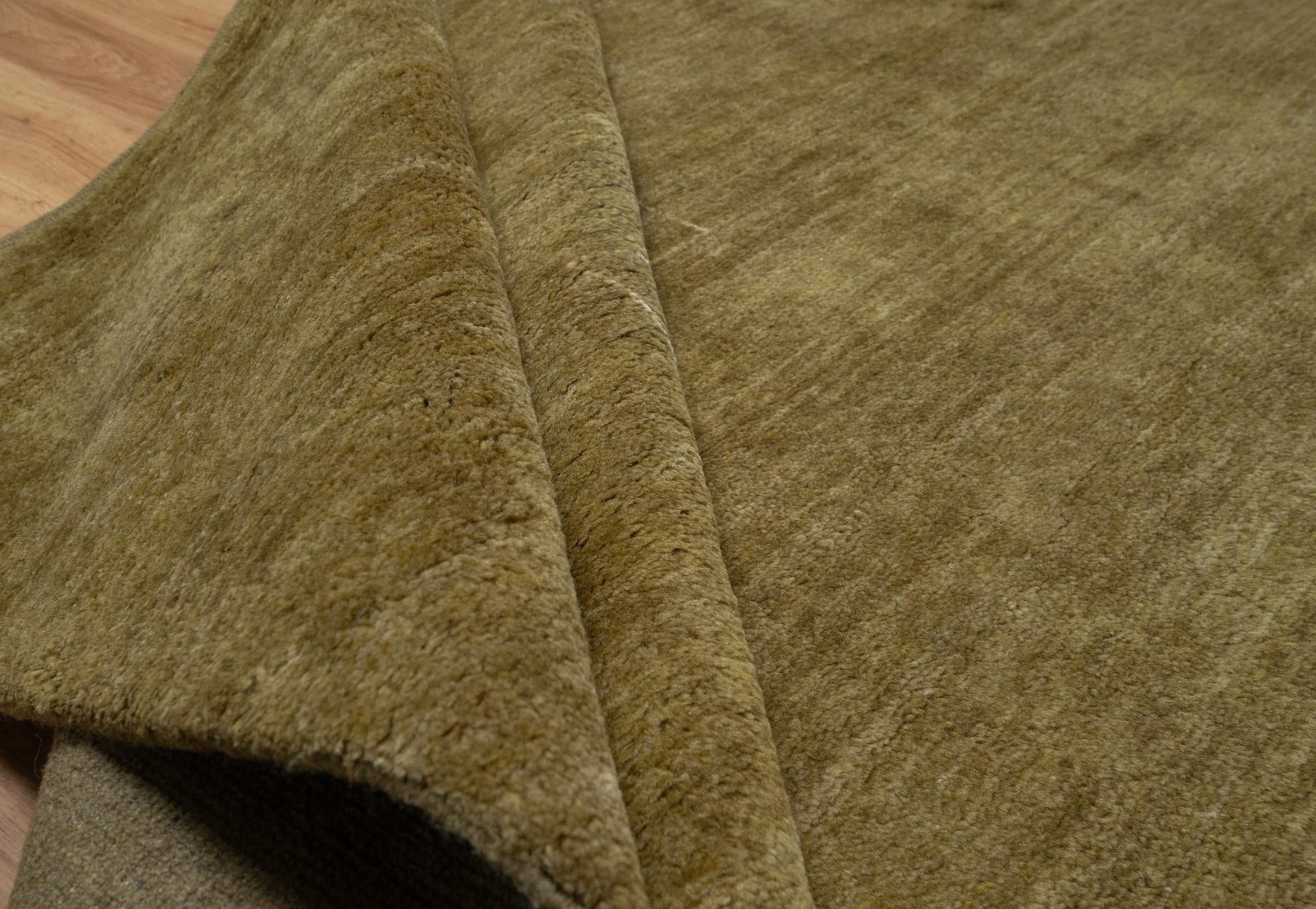 Open Field Meridian Moss Wool Rug, Hand-Knotted Minimal Marks, Olive Green Abstract Area Rug 8x10 | Custom Size
