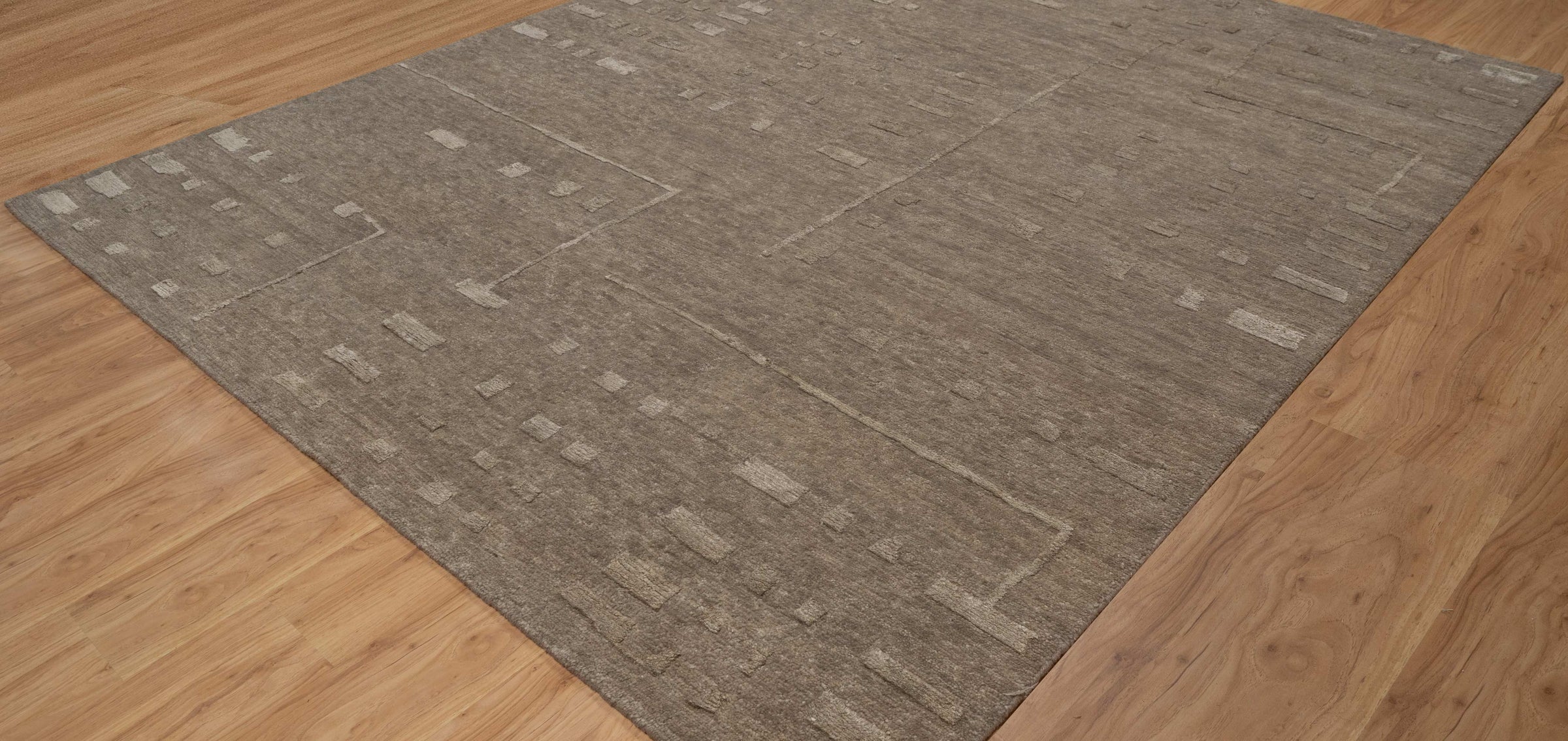 Open Field Cadence Flint Wool Rug, Hand-Knotted Scattered Marks, Grey Taupe Abstract Area Rug 8x10 | Custom Size