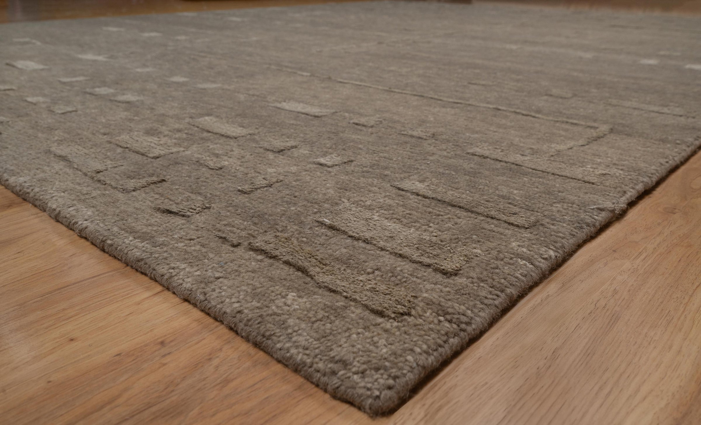 Open Field Cadence Flint Wool Rug, Hand-Knotted Scattered Marks, Grey Taupe Abstract Area Rug 8x10 | Custom Size