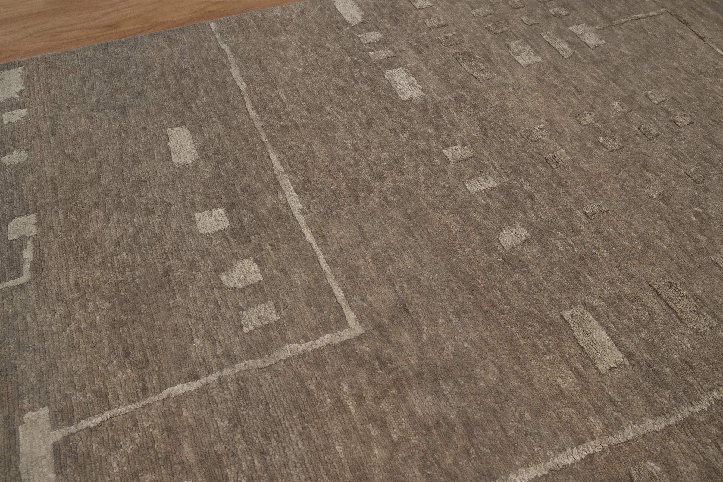 Open Field Cadence Flint Wool Rug, Hand-Knotted Scattered Marks, Grey Taupe Abstract Area Rug 8x10 | Custom Size