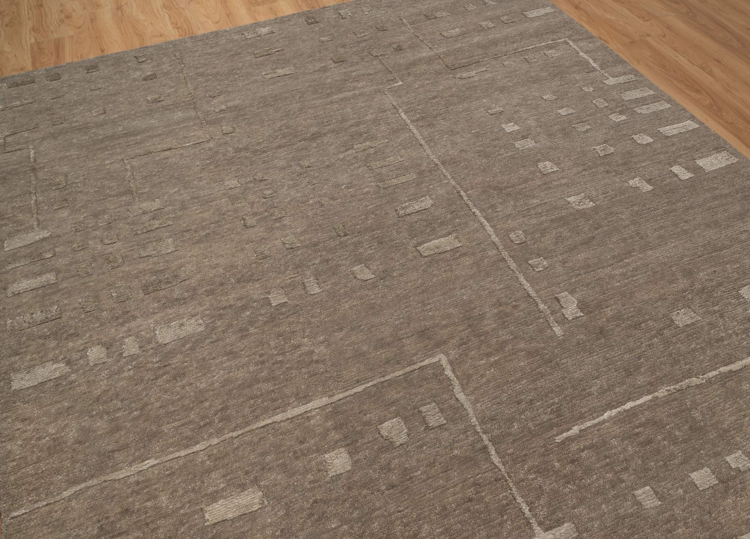 Open Field Cadence Flint Wool Rug, Hand-Knotted Scattered Marks, Grey Taupe Abstract Area Rug 8x10 | Custom Size