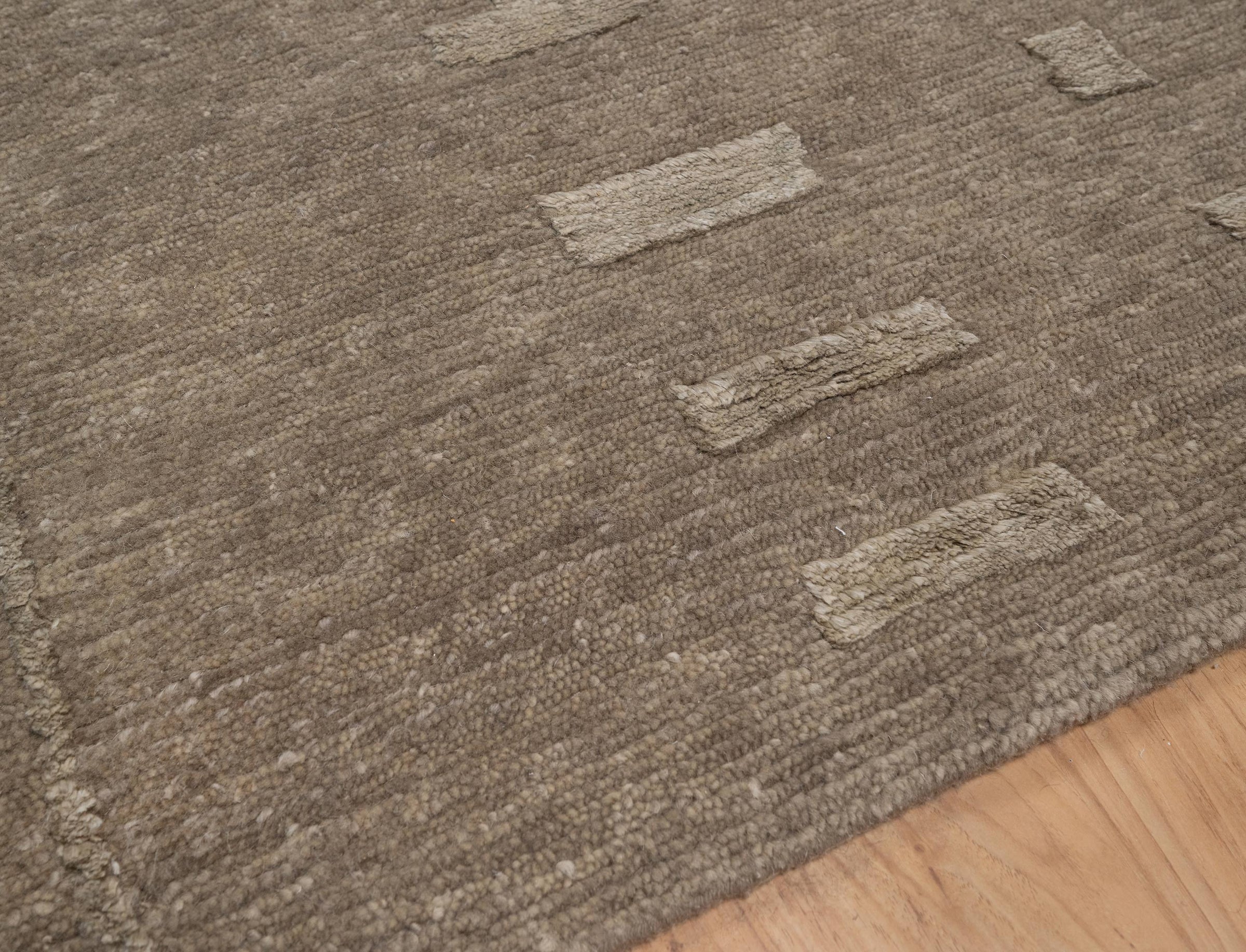 Open Field Cadence Flint Wool Rug, Hand-Knotted Scattered Marks, Grey Taupe Abstract Area Rug 8x10 | Custom Size