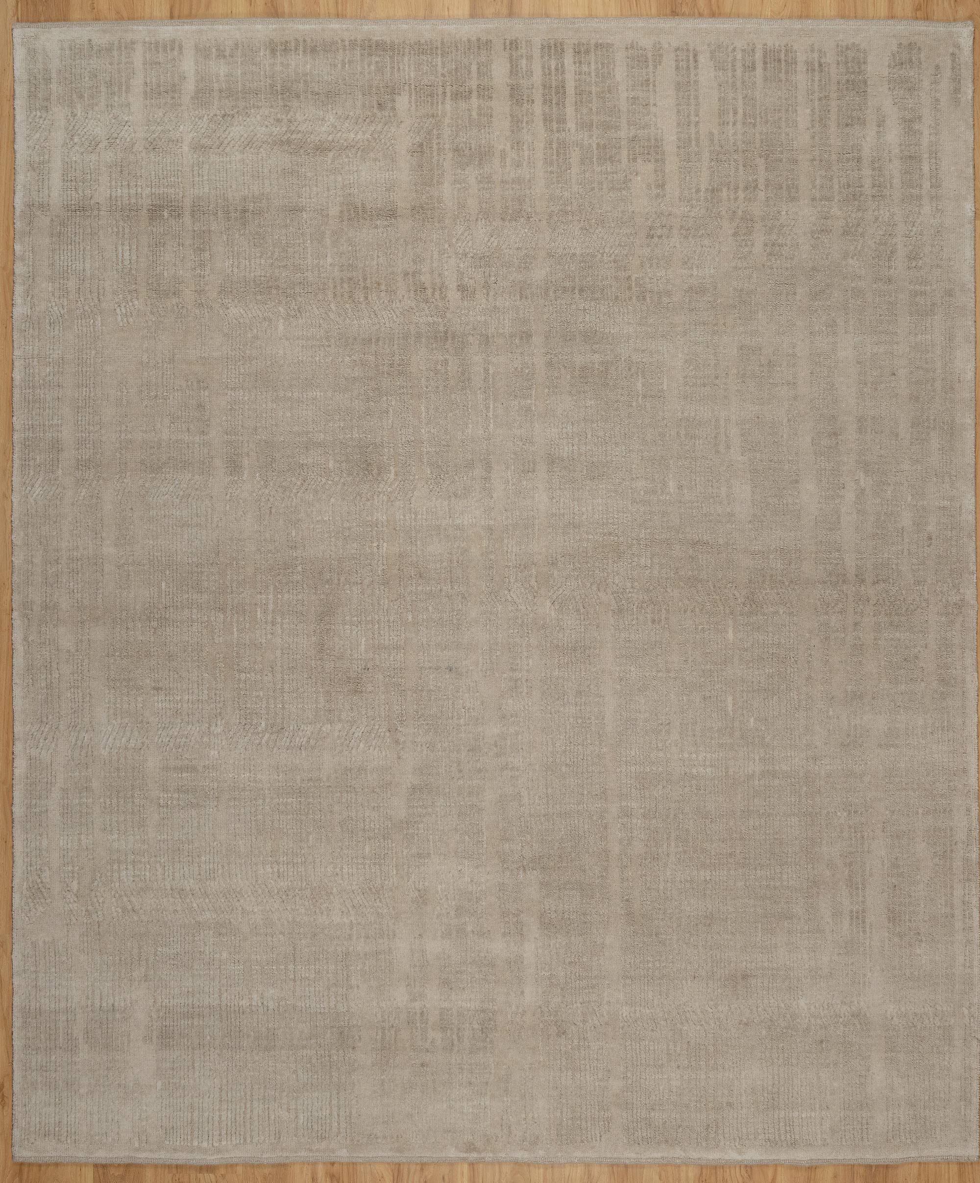 Still Water Mist Fog Wool Rug, Hand-Knotted Tonal Sheen, Soft Grey Greige Area Rug 8x10 | Custom Size