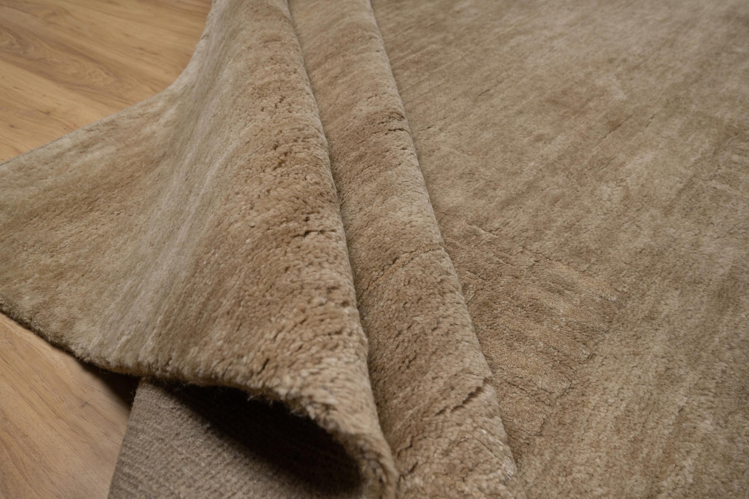 Open Field Cloister Taupe Wool Rug, Hand-Knotted Greek Key, Warm Greige Minimalist Area Rug 8x10 | Custom Size