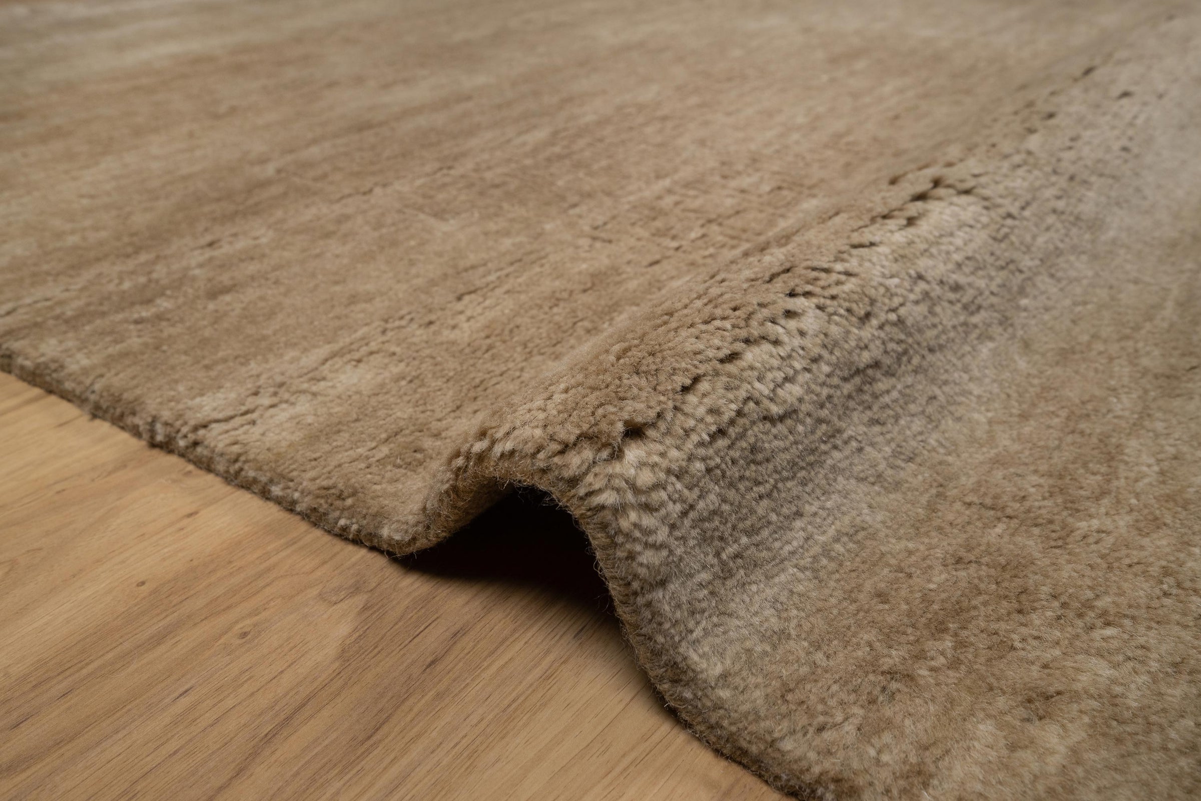 Open Field Cloister Taupe Wool Rug, Hand-Knotted Greek Key, Warm Greige Minimalist Area Rug 8x10 | Custom Size