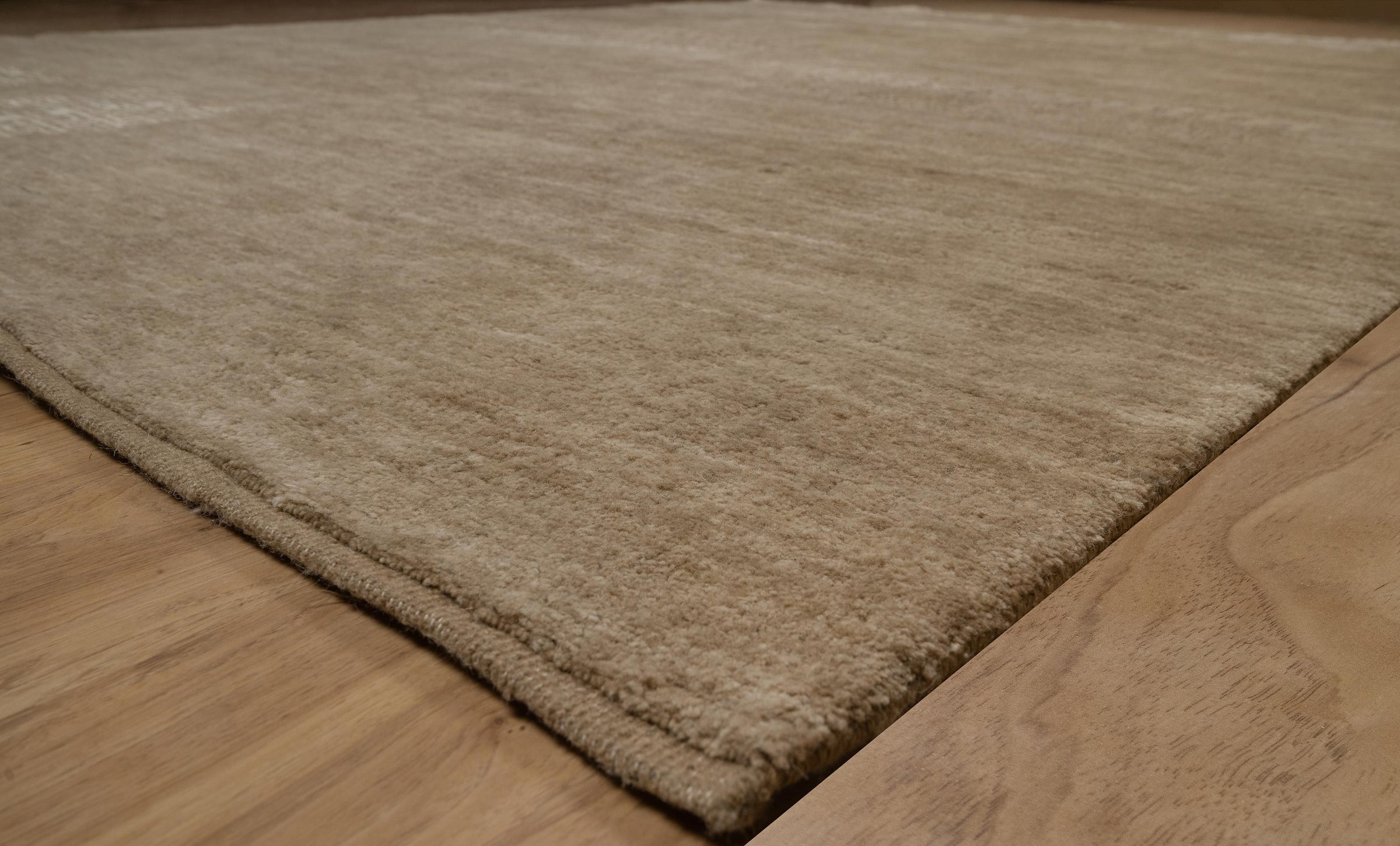 Open Field Cloister Taupe Wool Rug, Hand-Knotted Greek Key, Warm Greige Minimalist Area Rug 8x10 | Custom Size