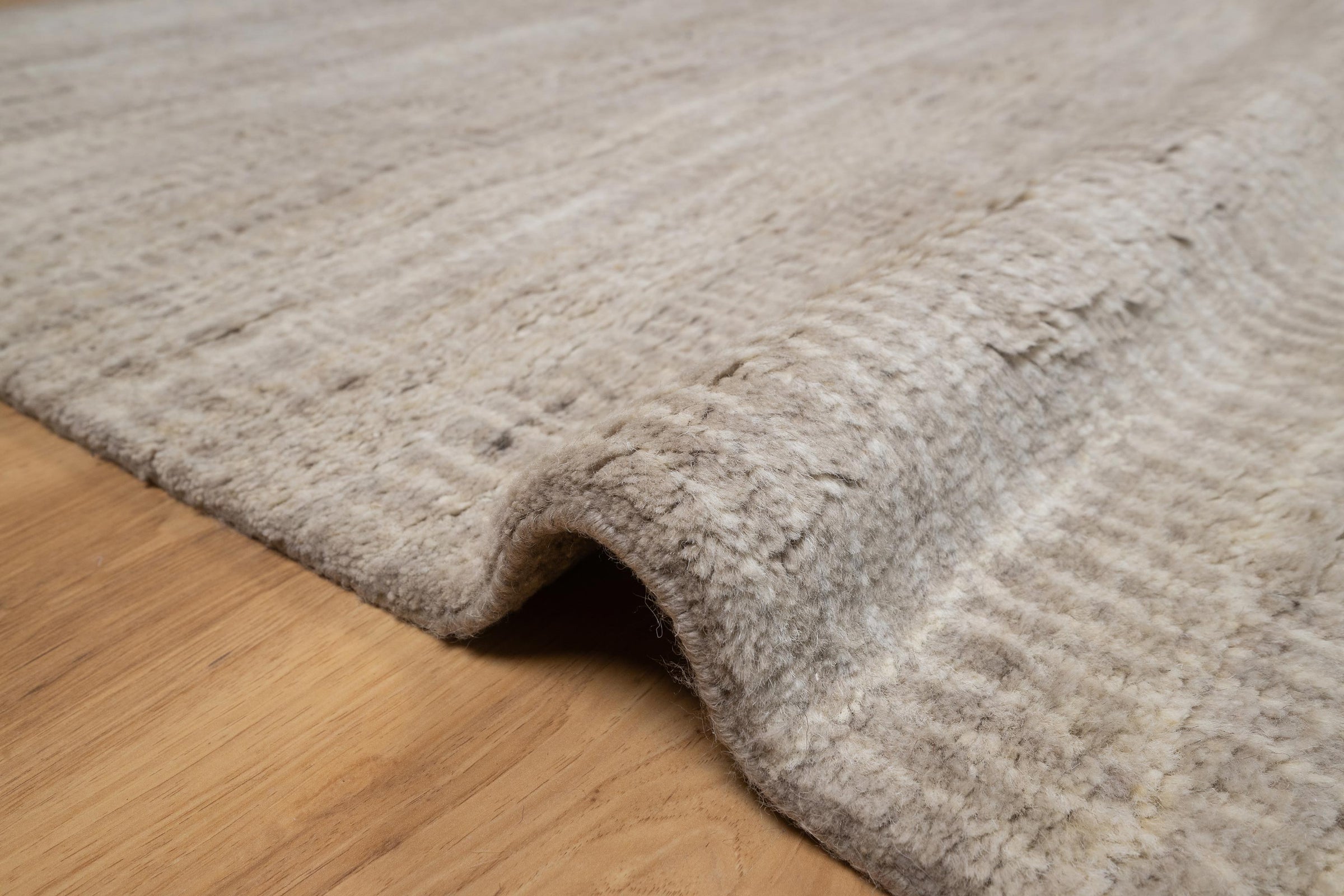 Still Water Lustre Pearl Wool Rug, Hand-Knotted Fine Crosshatch, Silver Greige Area Rug 8x10 | Custom Size