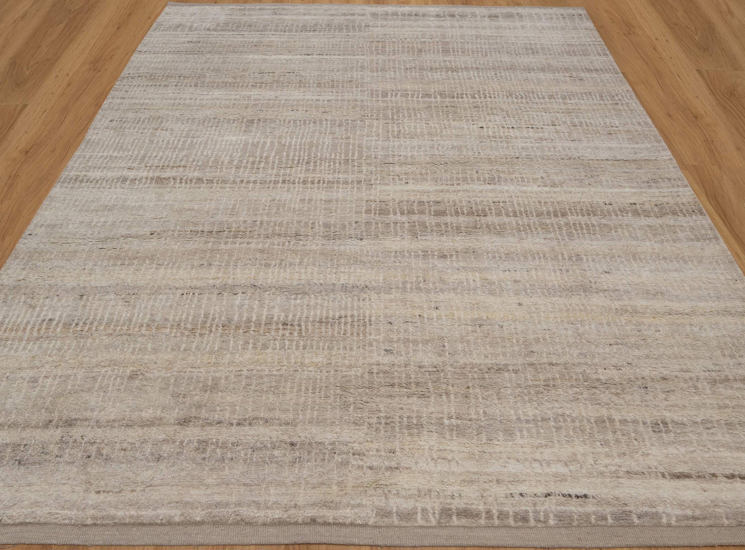 Still Water Lustre Pearl Wool Rug, Hand-Knotted Fine Crosshatch, Silver Greige Area Rug 8x10 | Custom Size