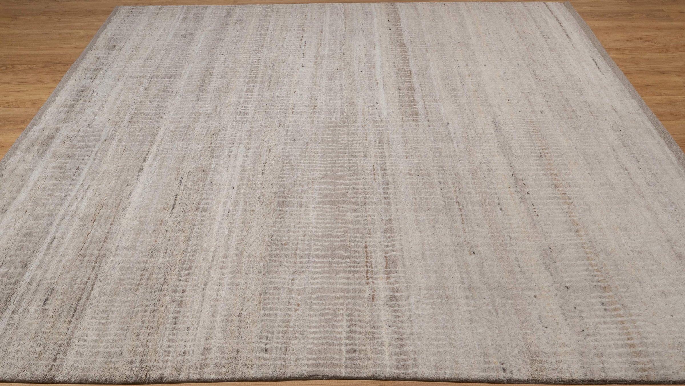 Still Water Lustre Pearl Wool Rug, Hand-Knotted Fine Crosshatch, Silver Greige Area Rug 8x10 | Custom Size
