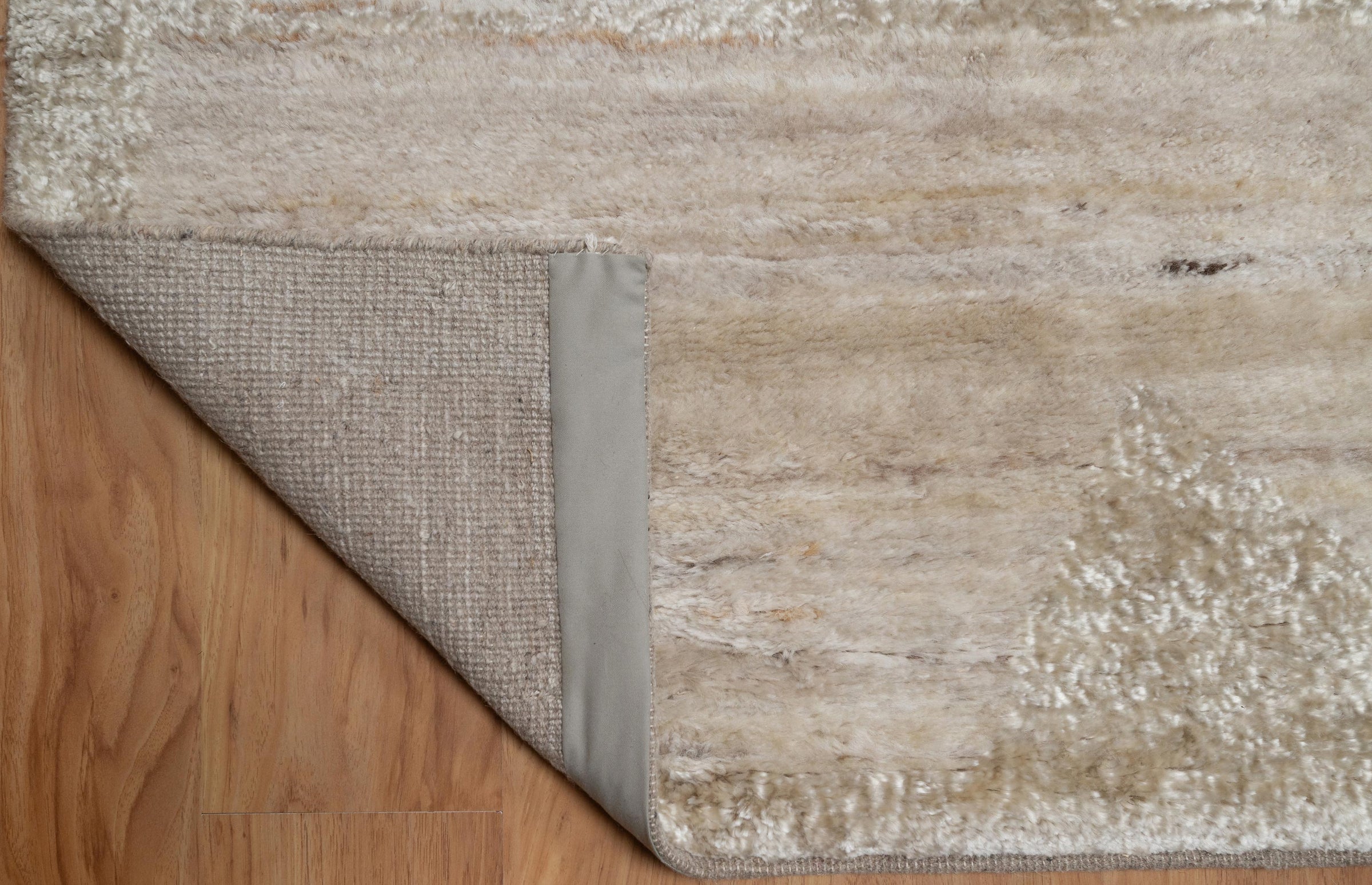 Still Water Gleam Linen Wool Rug, Hand-Knotted Striated Sheen, Warm Flax Greige Area Rug 10x13 | Custom Size