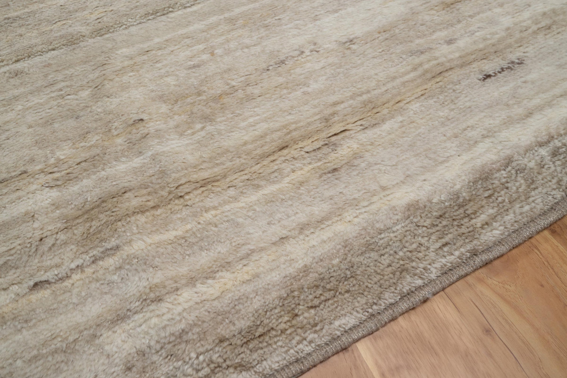 Still Water Gleam Linen Wool Rug, Hand-Knotted Striated Sheen, Warm Flax Greige Area Rug 10x13 | Custom Size