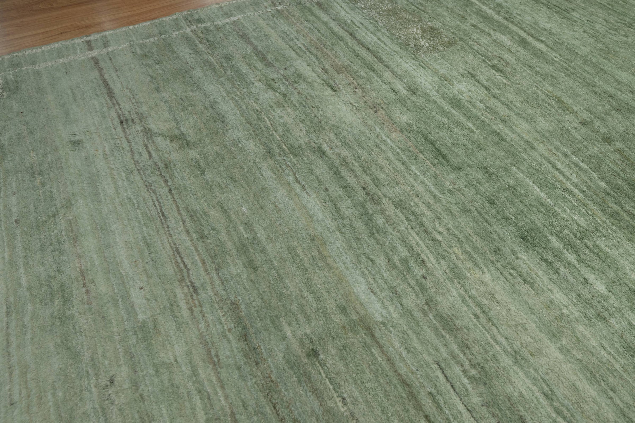 Still Water Fern Sage Wool Rug, Hand-Knotted Tonal Sheen, Muted Green Area Rug 9x12 | Custom Size