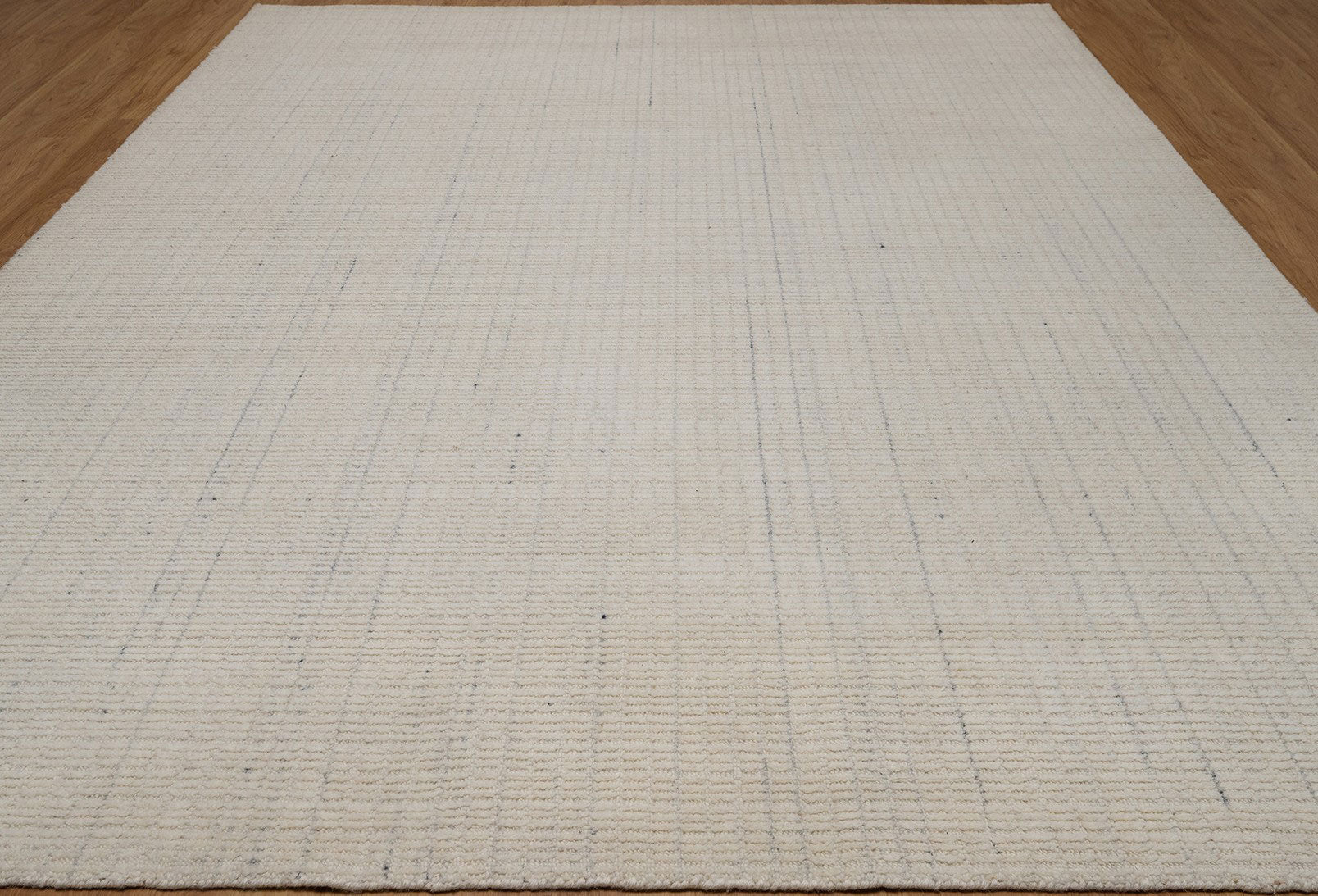 Open Field Linen Ivory Wool Rug, Hand-Woven Flatweave, Natural Cream Minimalist Area Rug 8x10 | Custom Size