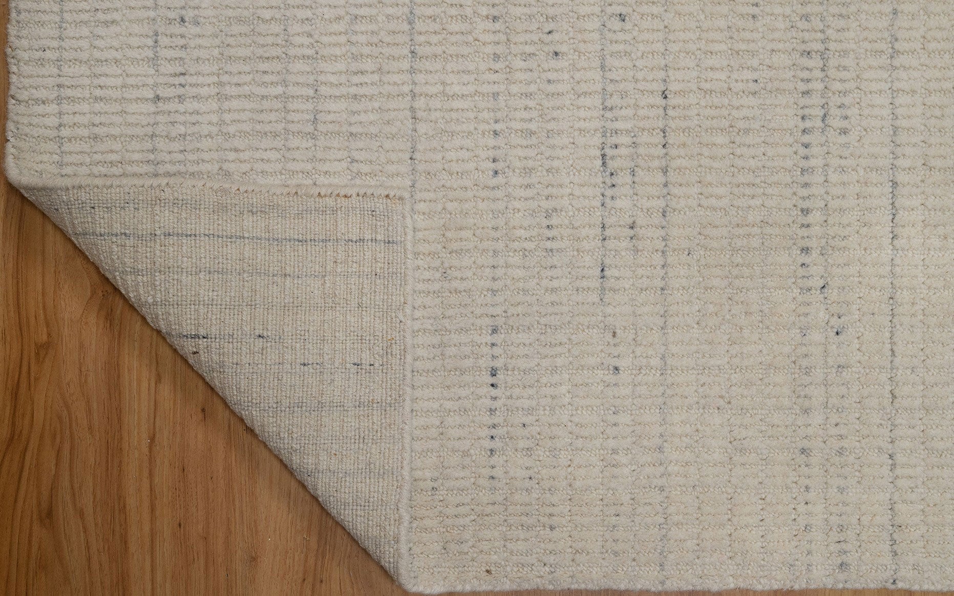 Open Field Linen Ivory Wool Rug, Hand-Woven Flatweave, Natural Cream Minimalist Area Rug 8x10 | Custom Size