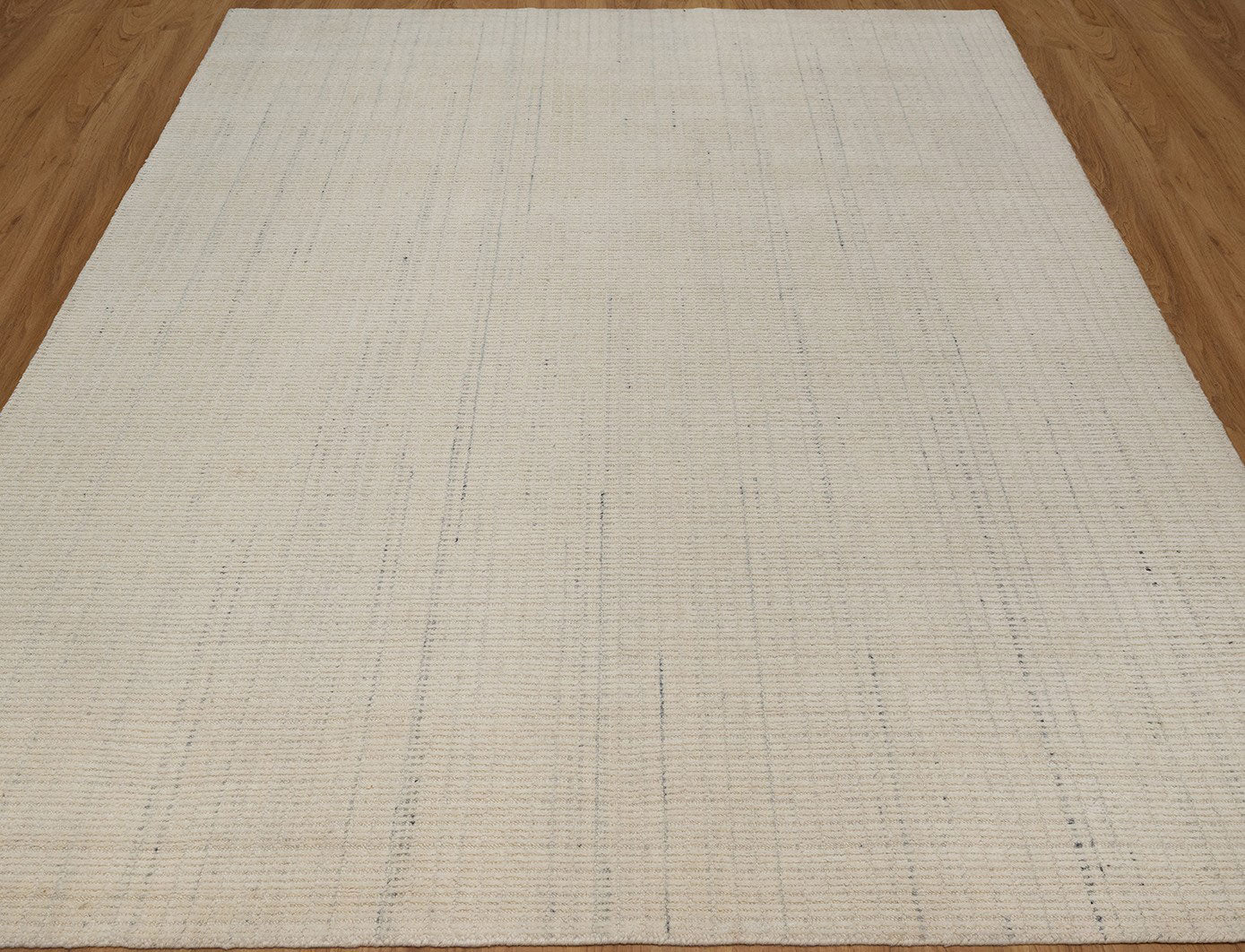 Open Field Linen Ivory Wool Rug, Hand-Woven Flatweave, Natural Cream Minimalist Area Rug 8x10 | Custom Size