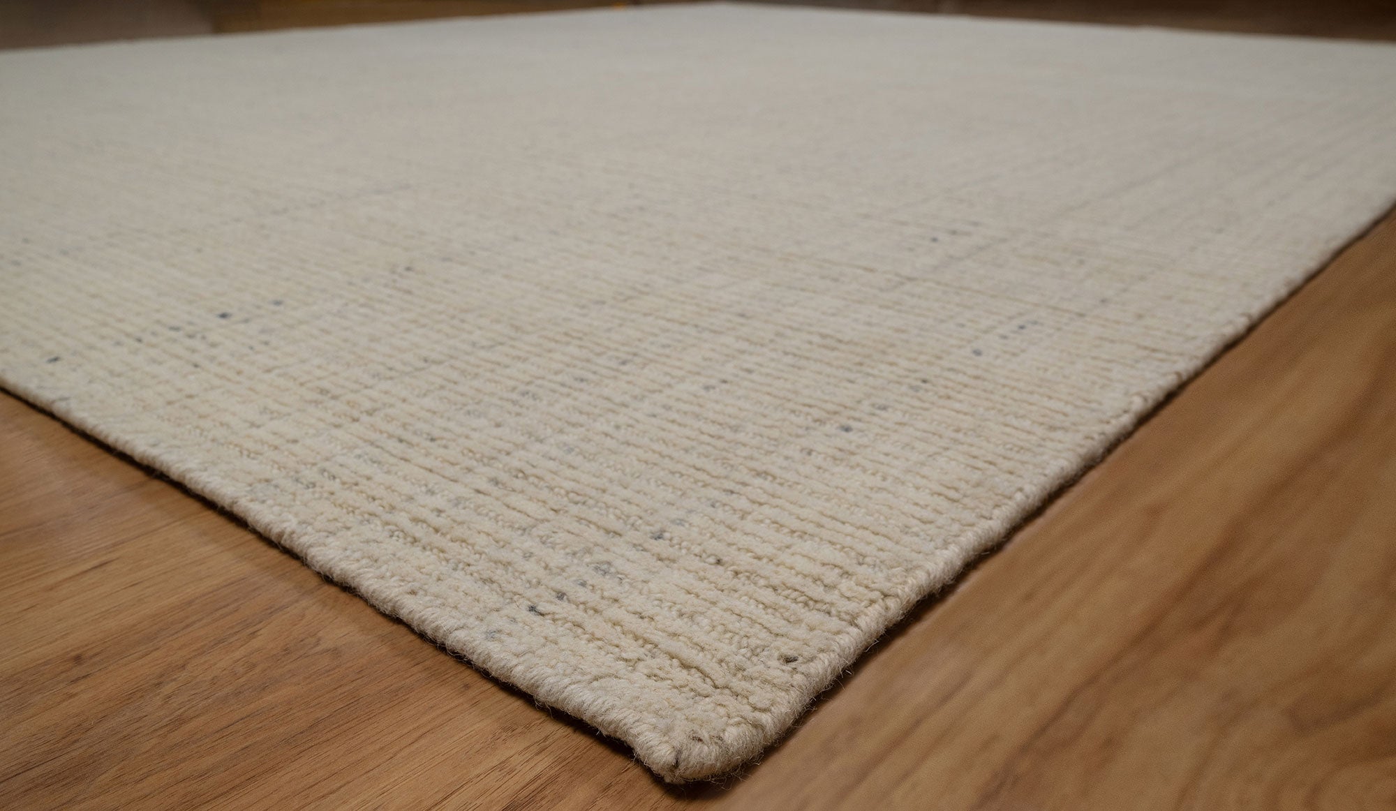Open Field Linen Ivory Wool Rug, Hand-Woven Flatweave, Natural Cream Minimalist Area Rug 8x10 | Custom Size
