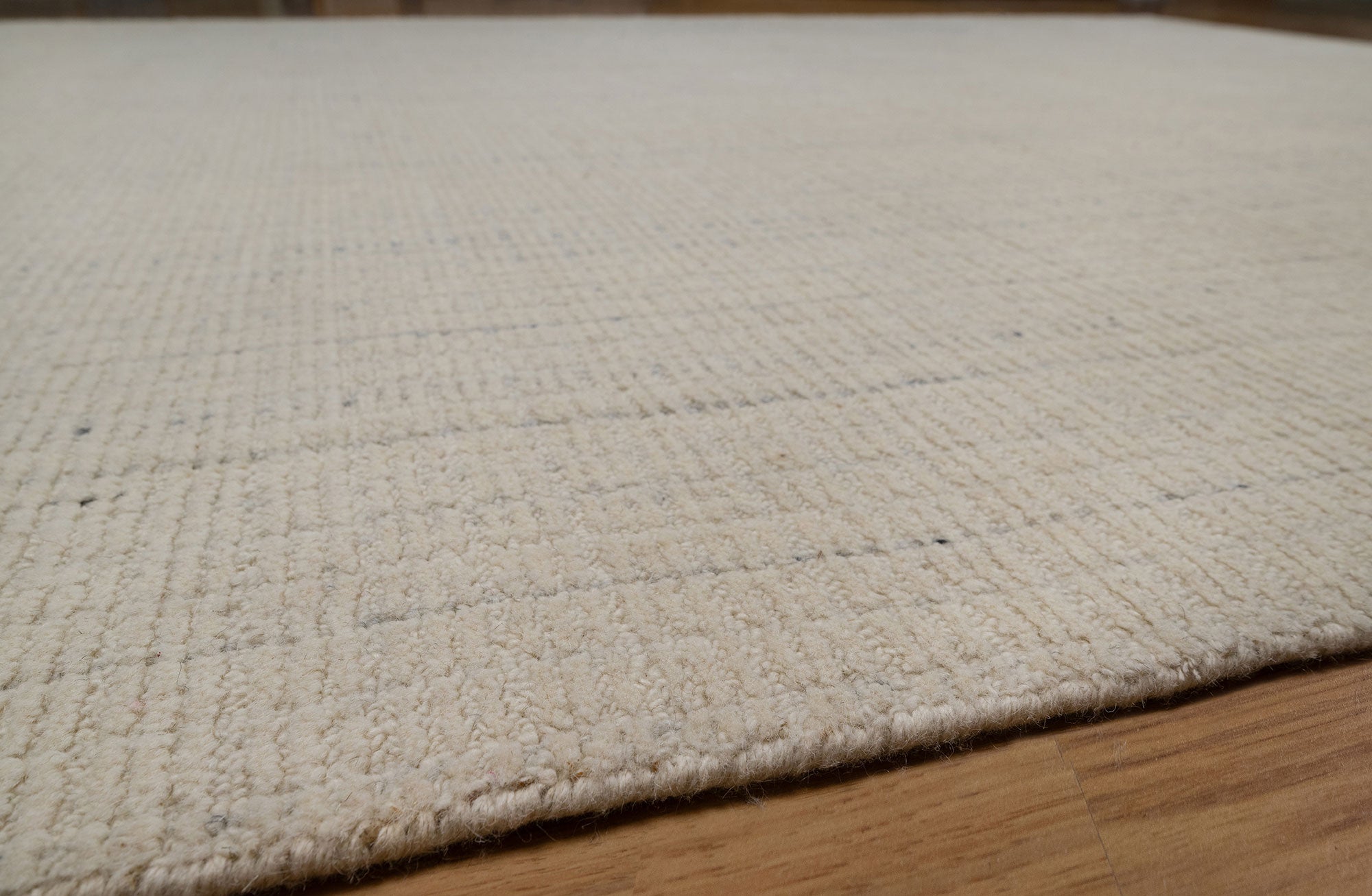 Open Field Linen Ivory Wool Rug, Hand-Woven Flatweave, Natural Cream Minimalist Area Rug 8x10 | Custom Size