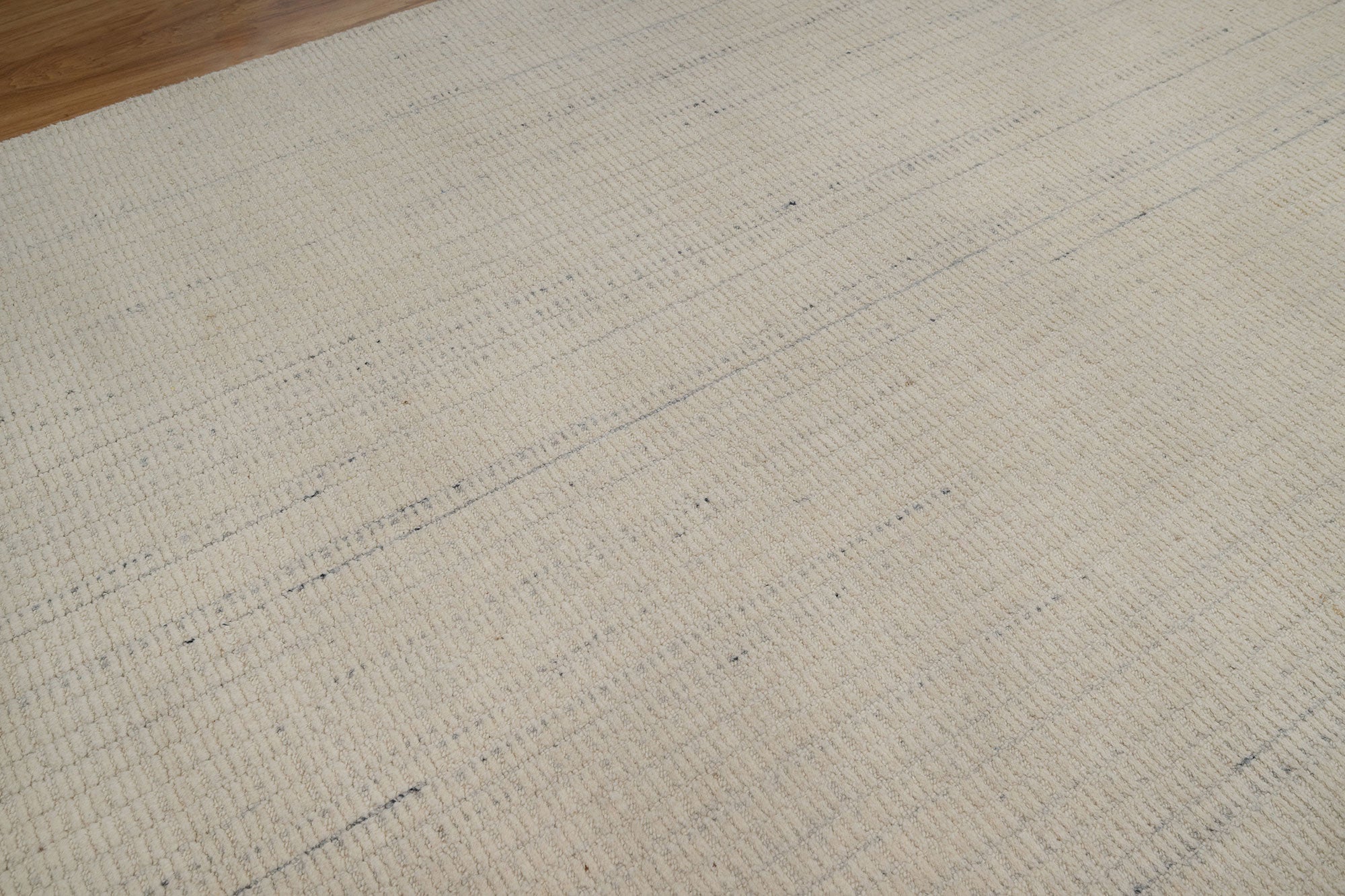 Open Field Linen Ivory Wool Rug, Hand-Woven Flatweave, Natural Cream Minimalist Area Rug 8x10 | Custom Size