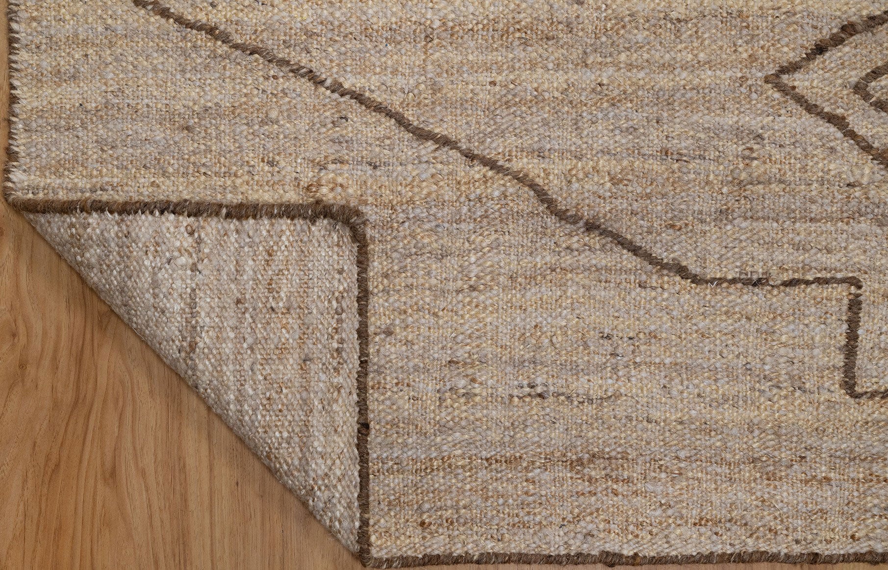 Open Field Echo Oat Wool Rug, Hand-Woven Tribal Medallion, Natural Beige Berber Area Rug 8x10 | Custom Size
