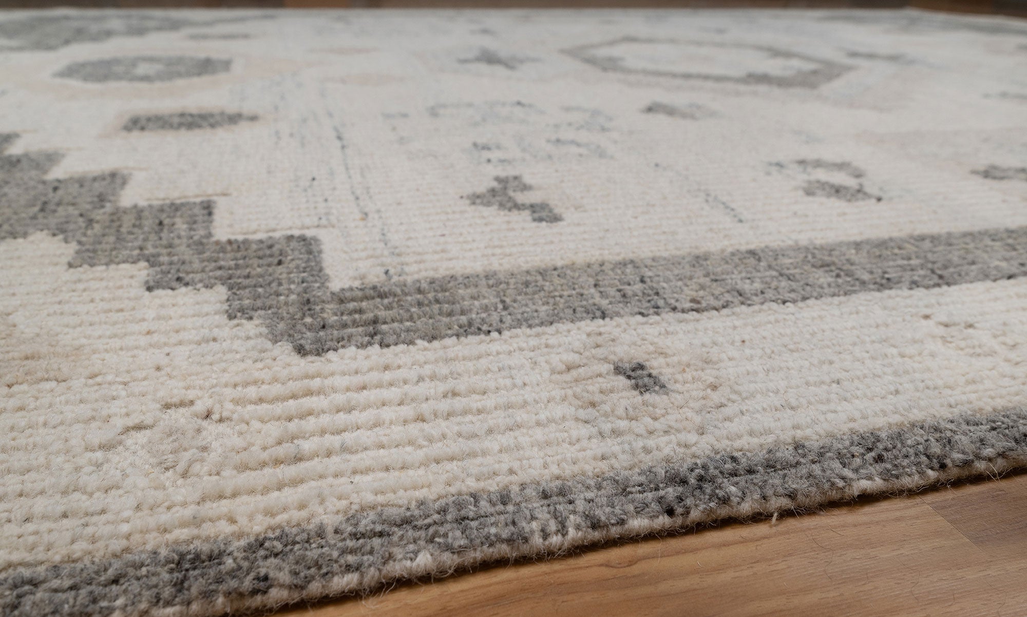 Soft Ground Feldspar Ivory Wool Rug, Hand-Woven Oushak Medallion, Cream Grey Vintage Area Rug 8x10 | Custom Size