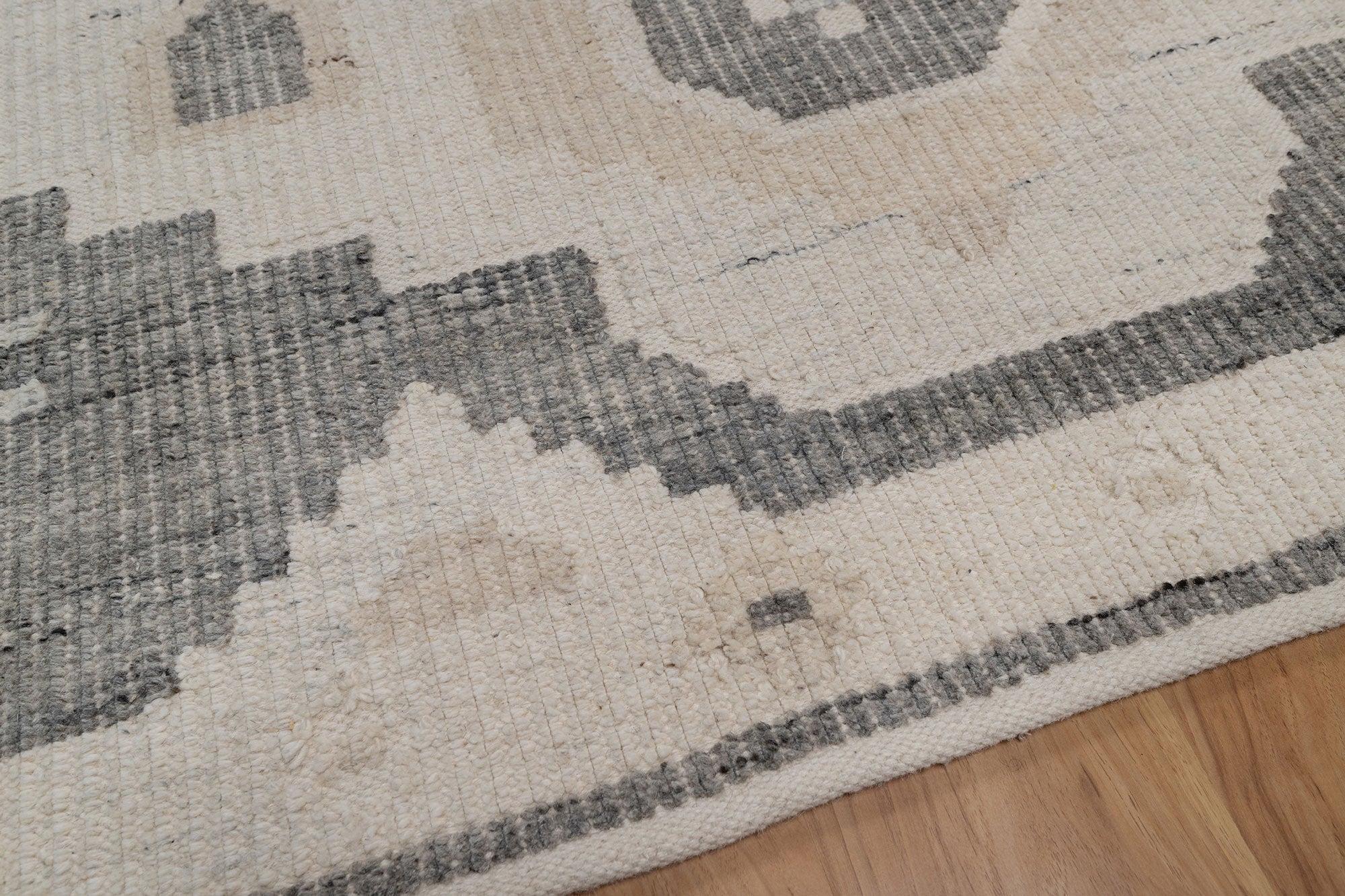 Soft Ground Feldspar Ivory Wool Rug, Hand-Woven Oushak Medallion, Cream Grey Vintage Area Rug 8x10 | Custom Size