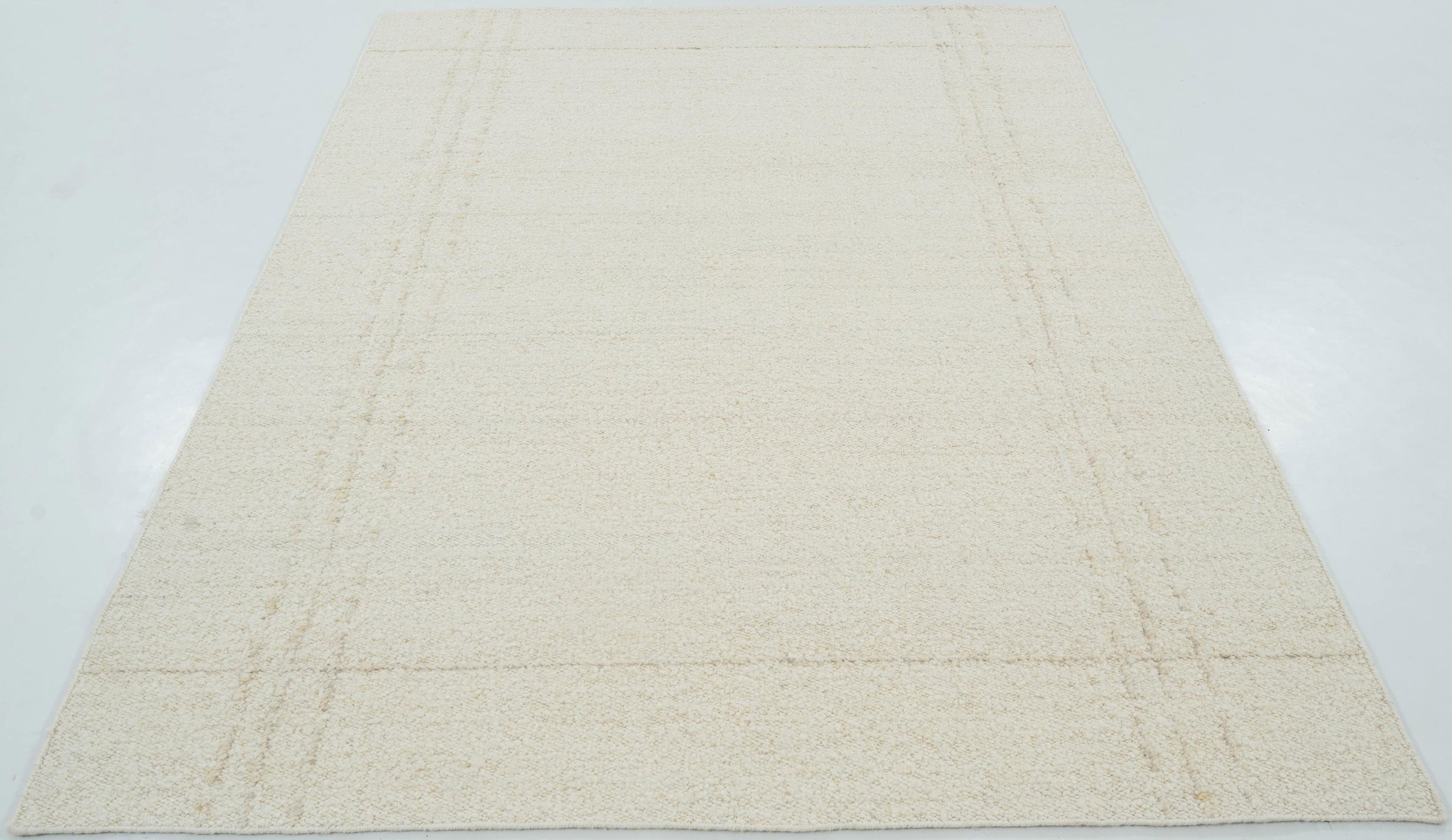 Woven Ridge Ash Ivory Wool Rug, Hand-Woven Ribbed Directional Weave, Ivory Cream Area Rug 8x10 | Custom Size