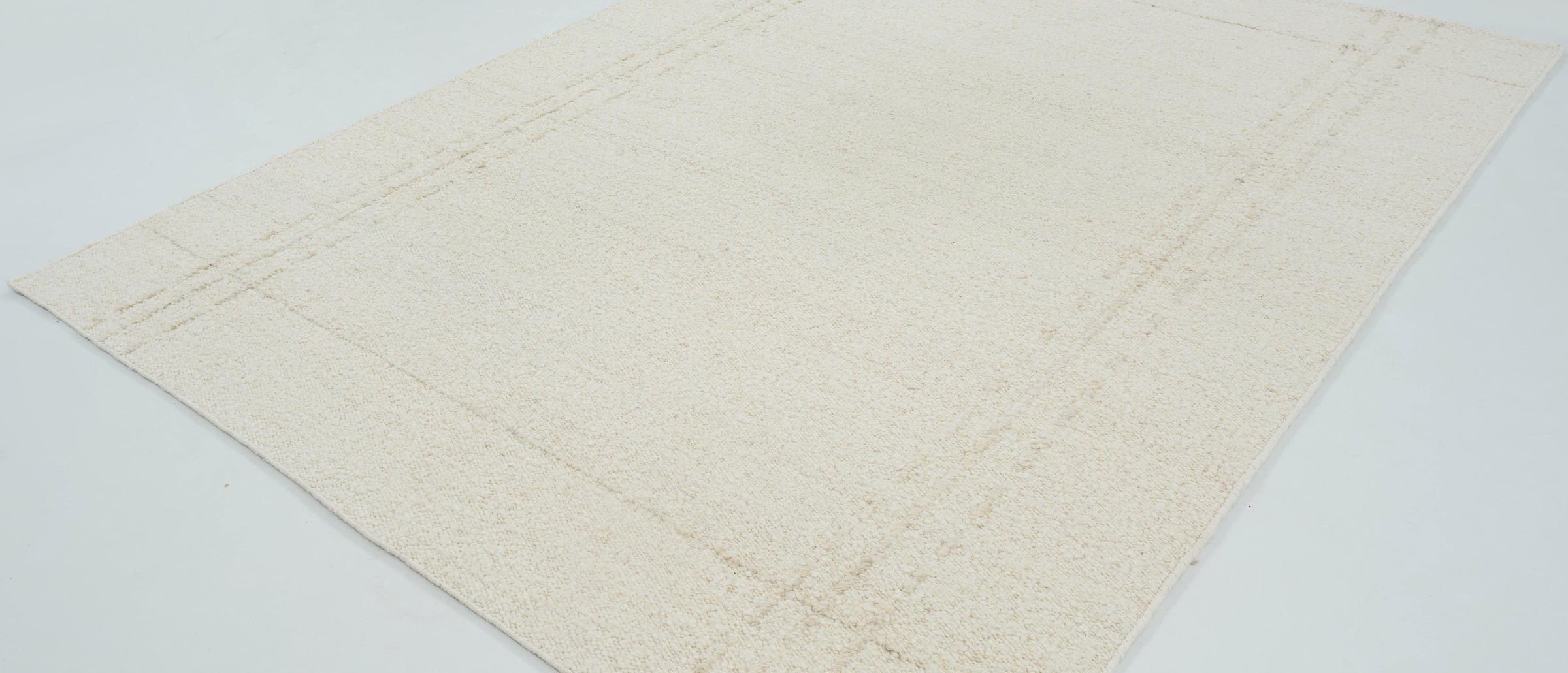 Woven Ridge Ash Ivory Wool Rug, Hand-Woven Ribbed Directional Weave, Ivory Cream Area Rug 8x10 | Custom Size