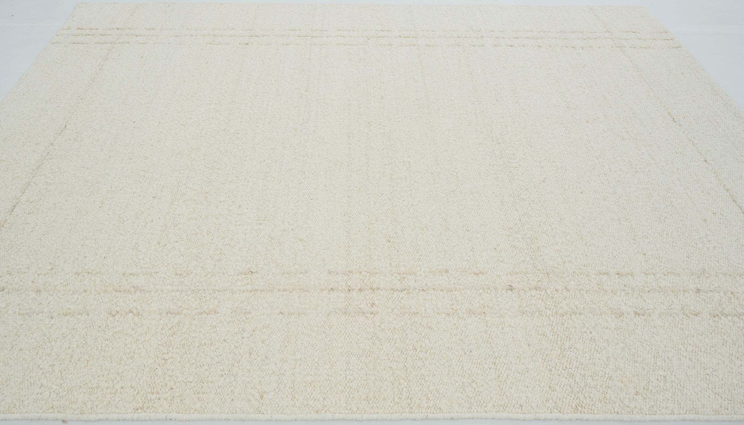 Woven Ridge Ash Ivory Wool Rug, Hand-Woven Ribbed Directional Weave, Ivory Cream Area Rug 8x10 | Custom Size