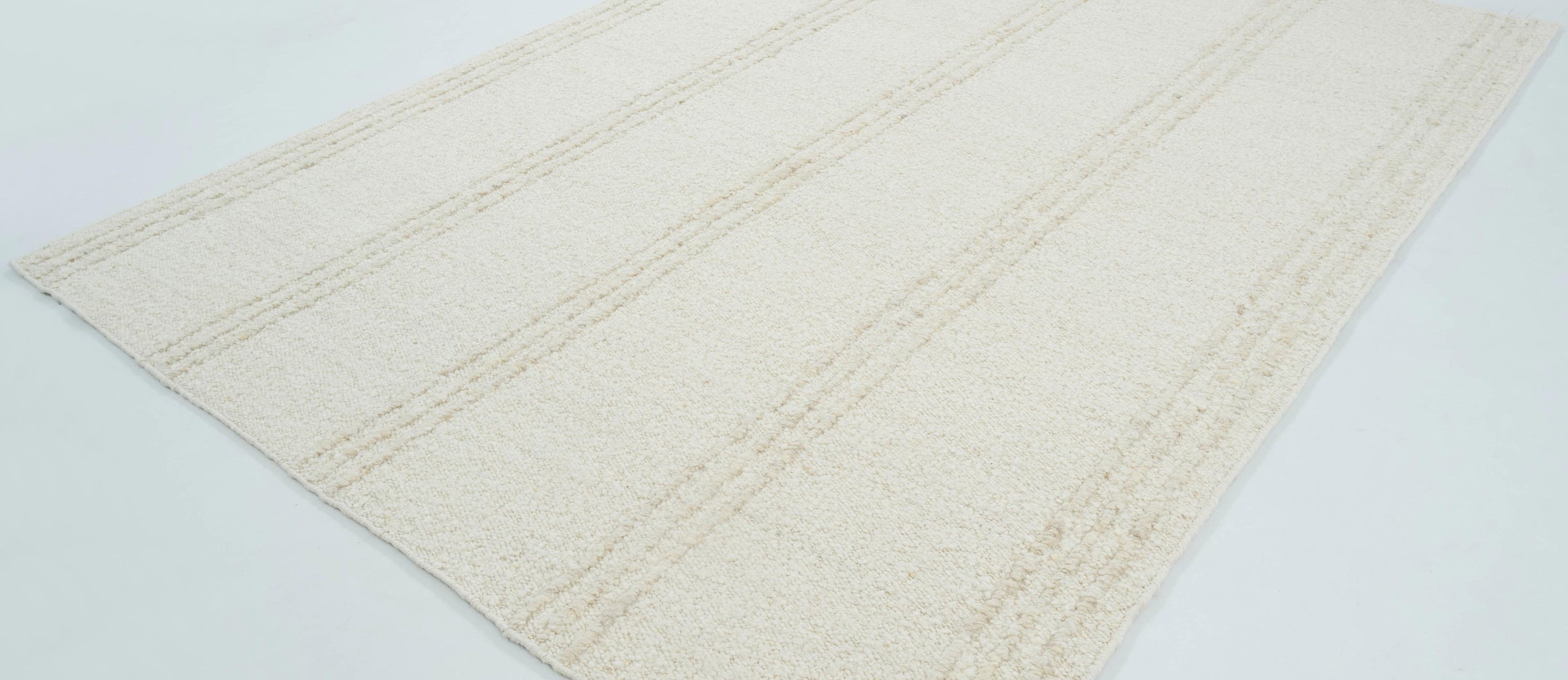 Woven Ridge Aspen Ivory Wool Rug, Hand-Woven Ribbed Directional Weave, Ivory Cream Area Rug 8x10 | Custom Size