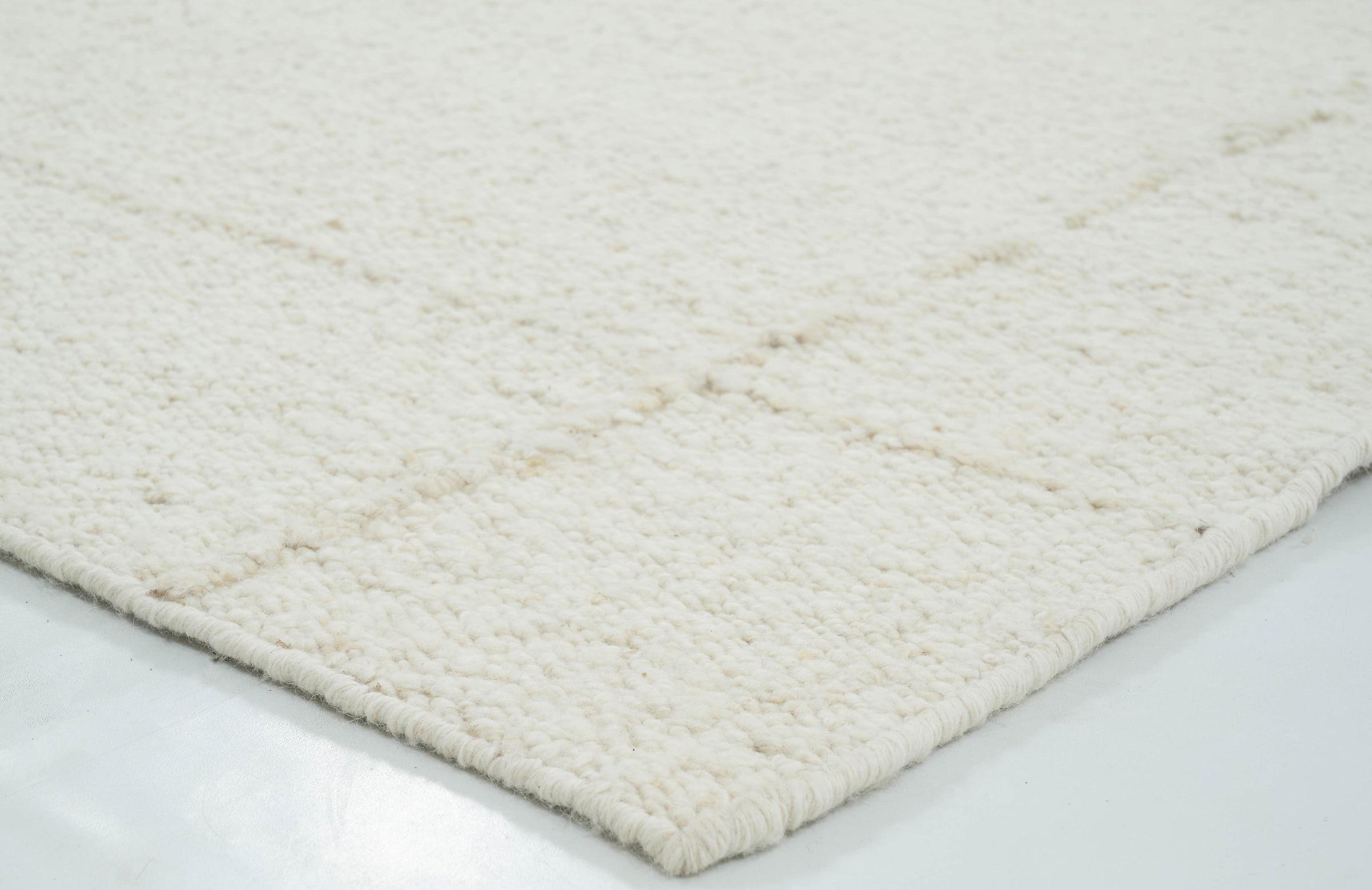 Woven Ridge Aurora Ivory Wool Rug, Hand-Woven Ribbed Directional Weave, Ivory Cream Area Rug 8x10 | Custom Size
