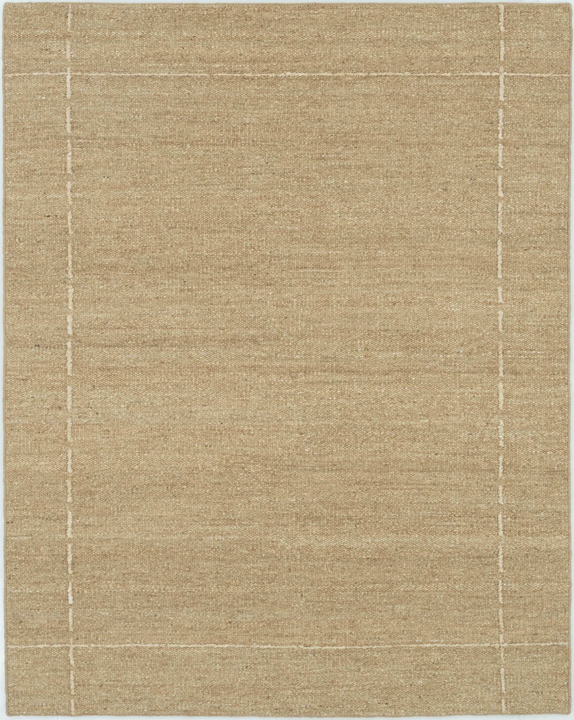 Woven Ridge Azurite Camel Wool Rug, Hand-Woven Ribbed Directional Weave, Warm Camel Area Rug 8x10 | Custom Size