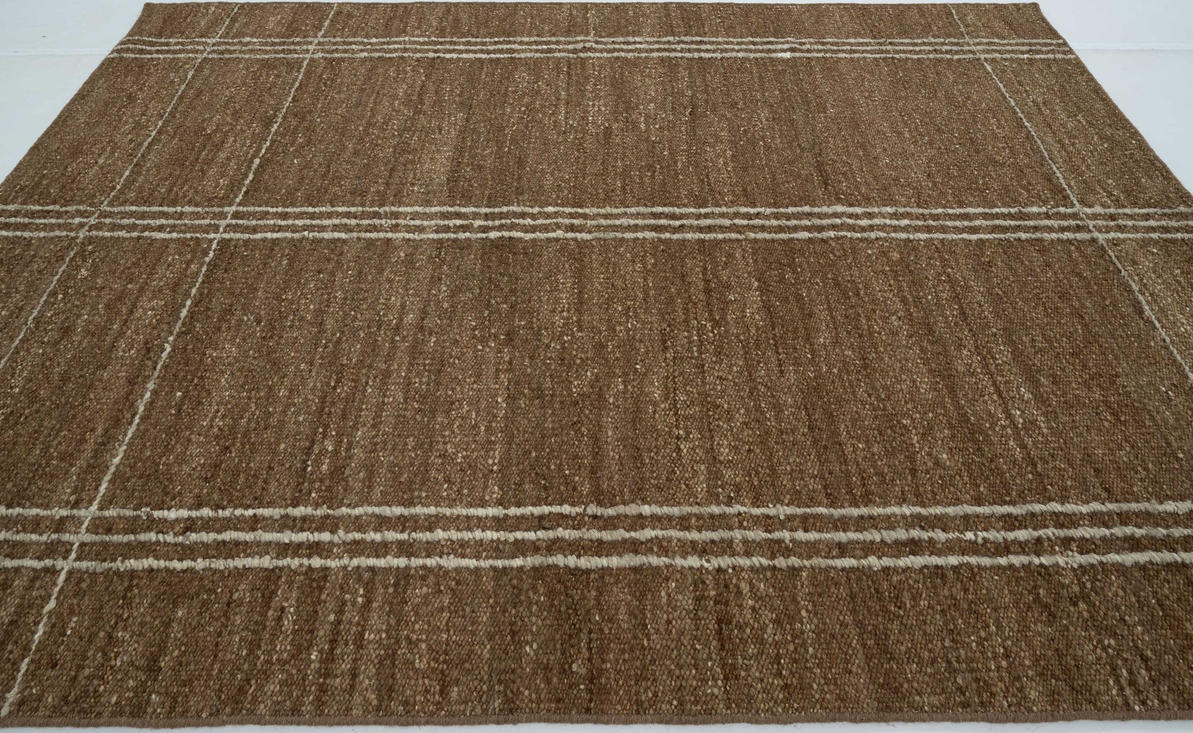 Woven Ridge Basalt Cream Wool Rug, Hand-Woven Ribbed Directional Weave, Cream Area Rug 8x10 | Custom Size