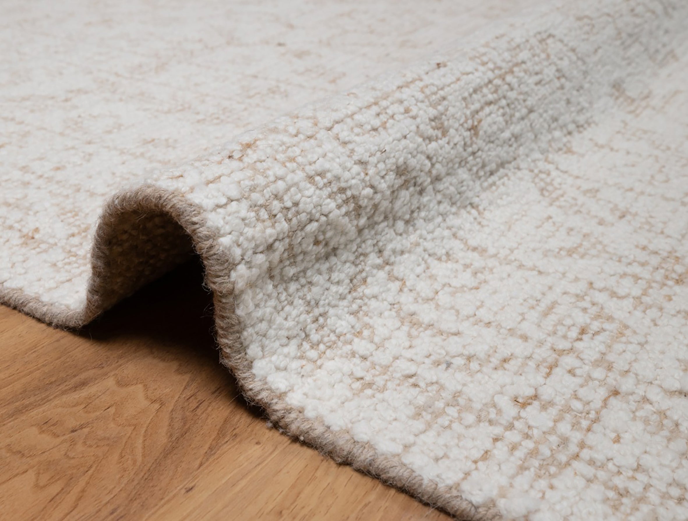 Soft Ground Alabaster Ivory Wool Rug, Hand-Knotted Oushak Style, Cream Beige Vintage Area Rug 8x10 | Custom Size