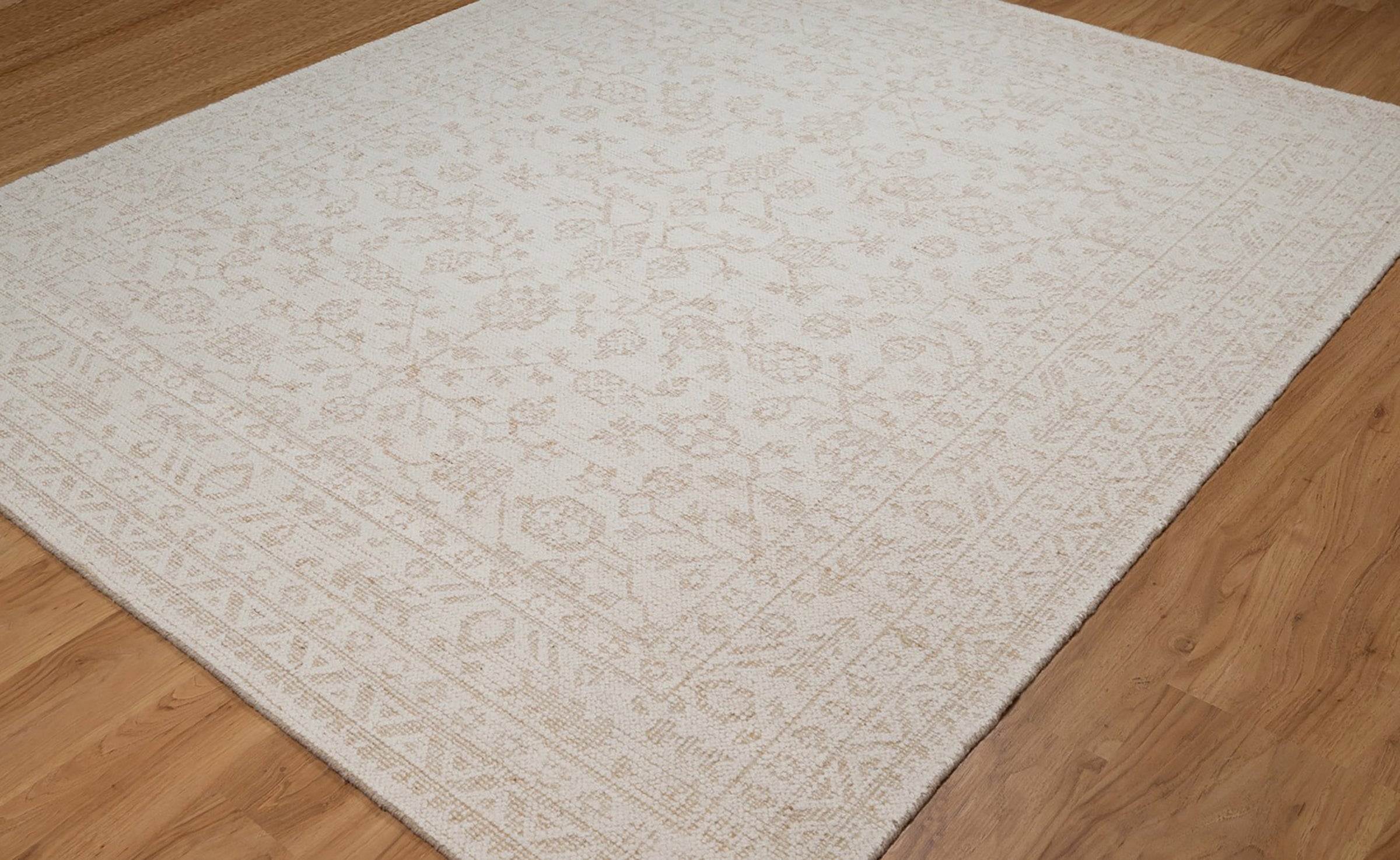 Soft Ground Alabaster Ivory Wool Rug, Hand-Knotted Oushak Style, Cream Beige Vintage Area Rug 8x10 | Custom Size