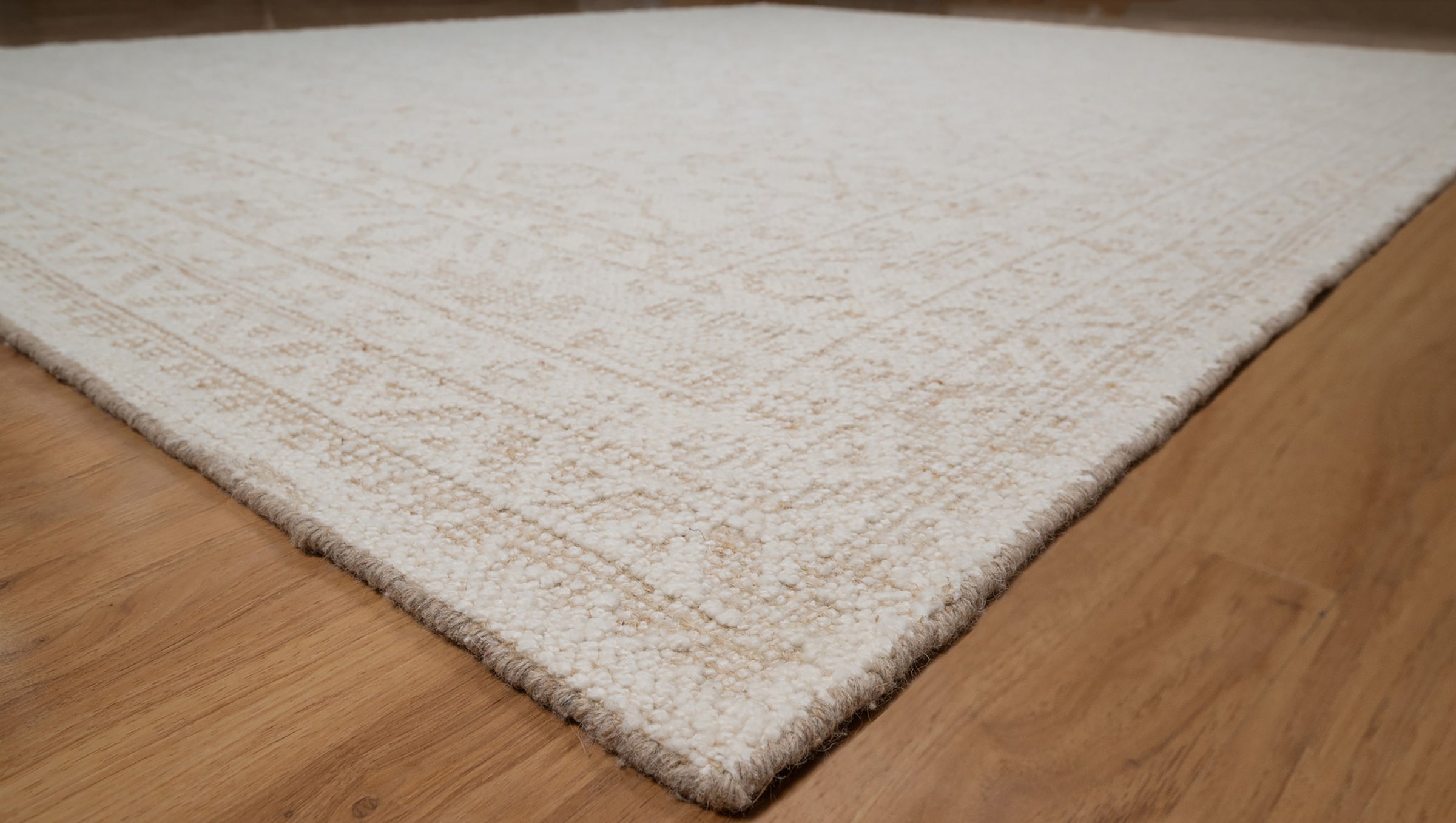 Soft Ground Alabaster Ivory Wool Rug, Hand-Knotted Oushak Style, Cream Beige Vintage Area Rug 8x10 | Custom Size