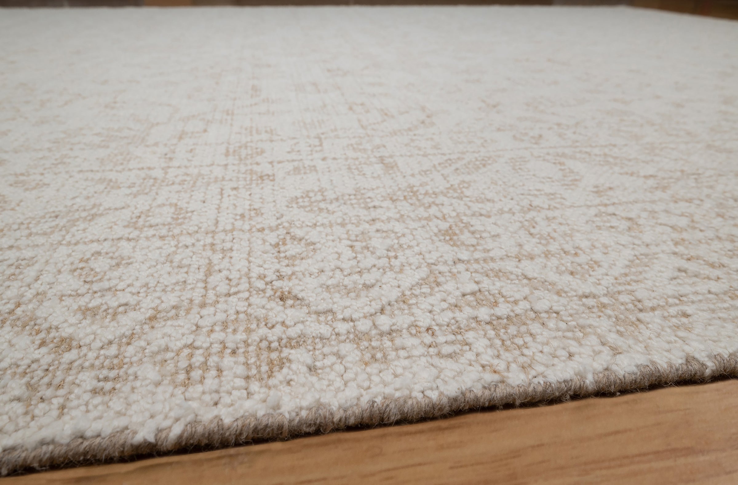 Soft Ground Alabaster Ivory Wool Rug, Hand-Knotted Oushak Style, Cream Beige Vintage Area Rug 8x10 | Custom Size