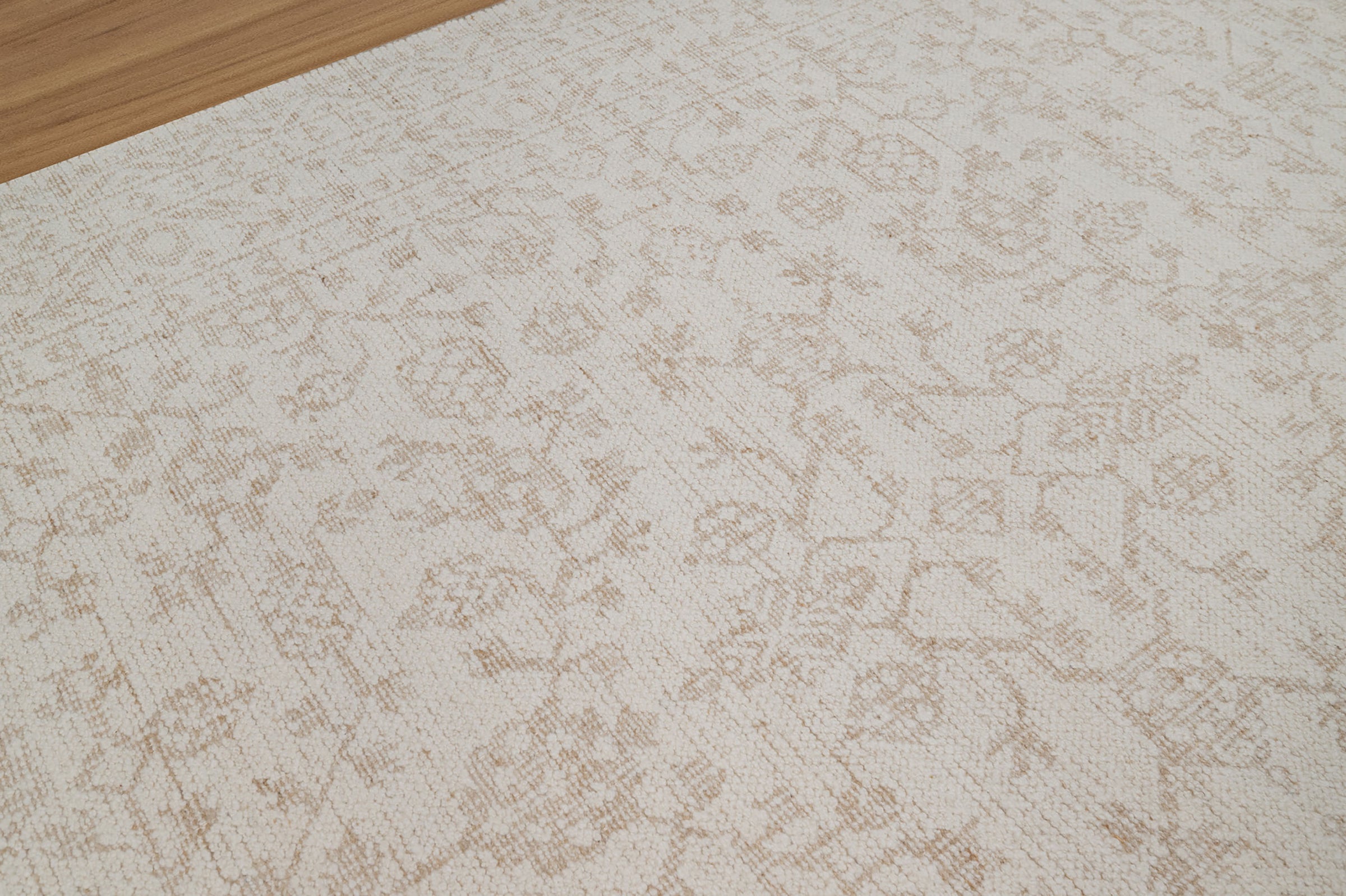 Soft Ground Alabaster Ivory Wool Rug, Hand-Knotted Oushak Style, Cream Beige Vintage Area Rug 8x10 | Custom Size