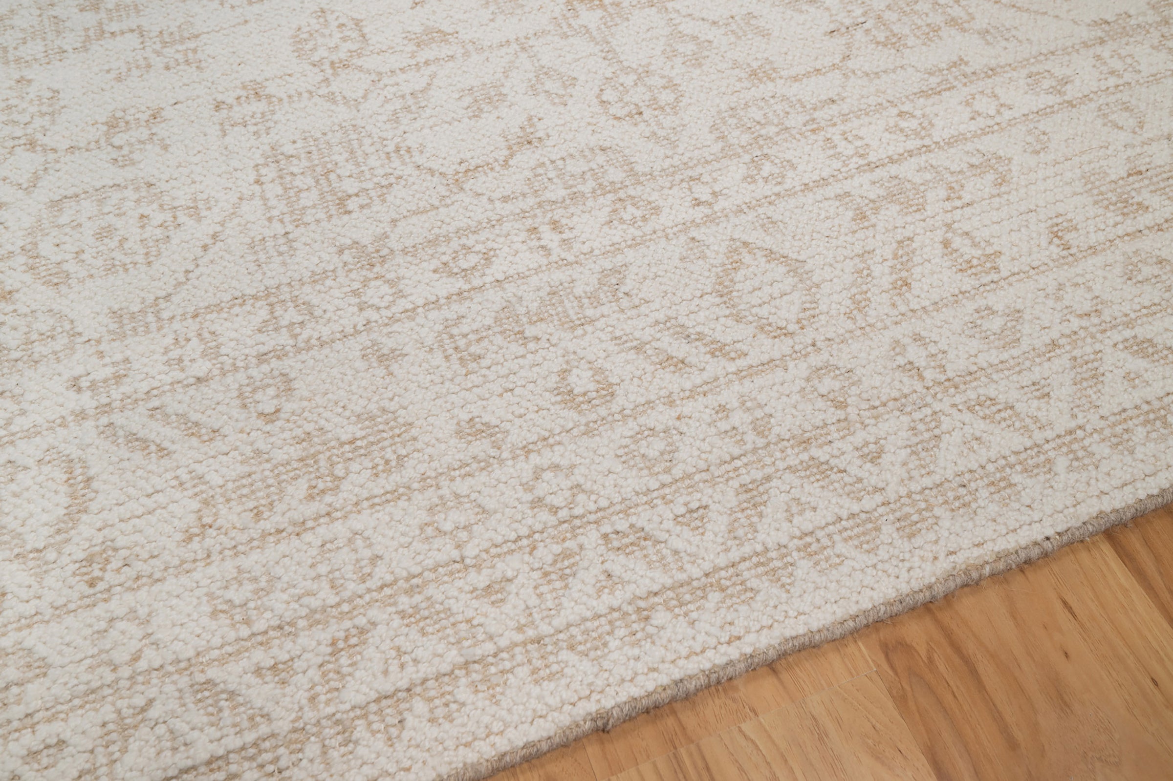 Soft Ground Alabaster Ivory Wool Rug, Hand-Knotted Oushak Style, Cream Beige Vintage Area Rug 8x10 | Custom Size