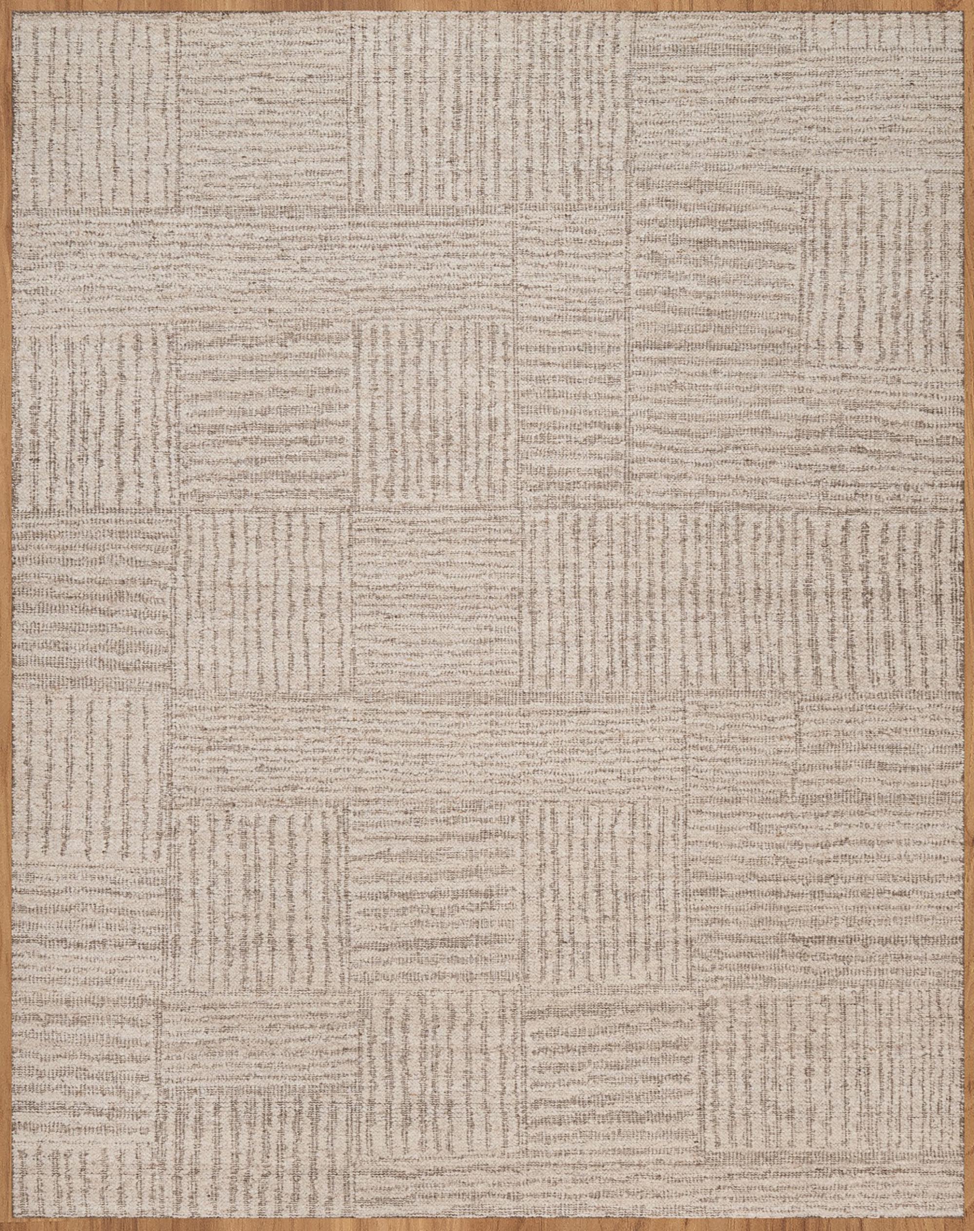 Warm Grain Chambray Oat Wool Rug, Hand-Knotted Basketweave, Ivory Greige Textured Area Rug 8x10 | Custom Size