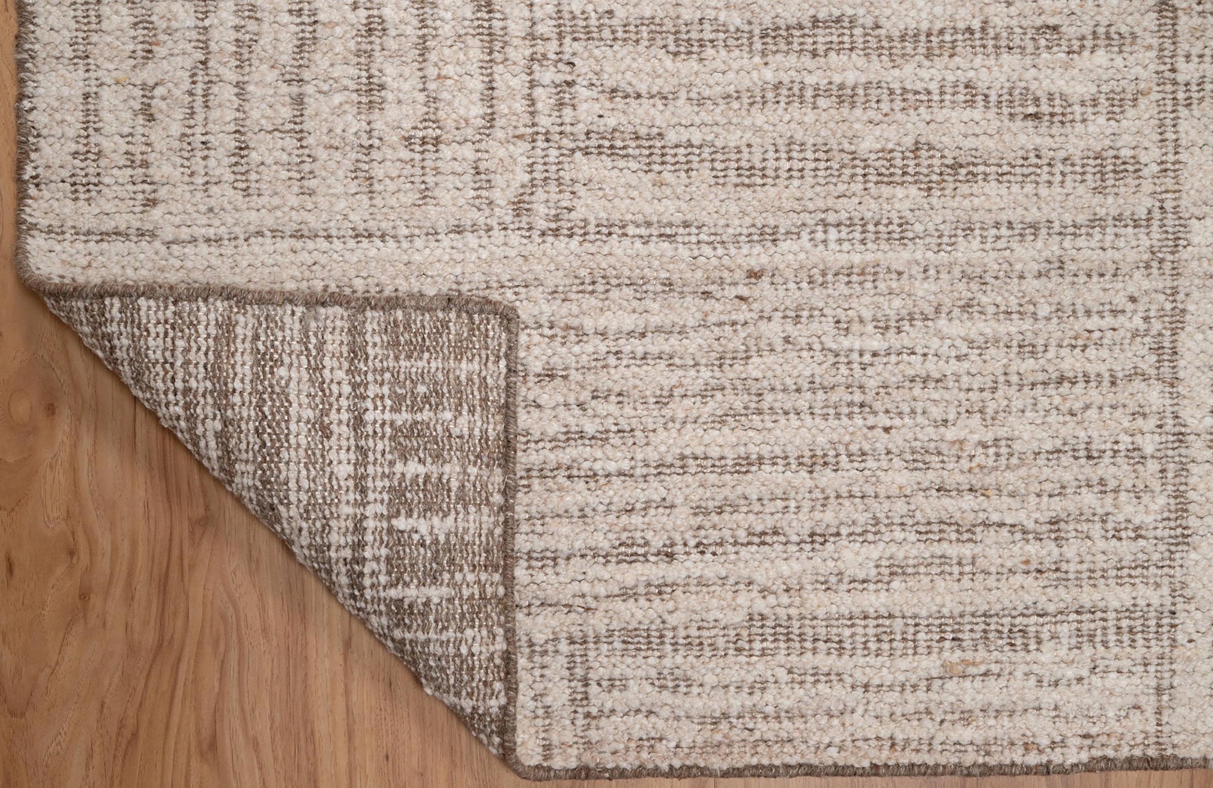 Warm Grain Chambray Oat Wool Rug, Hand-Knotted Basketweave, Ivory Greige Textured Area Rug 8x10 | Custom Size